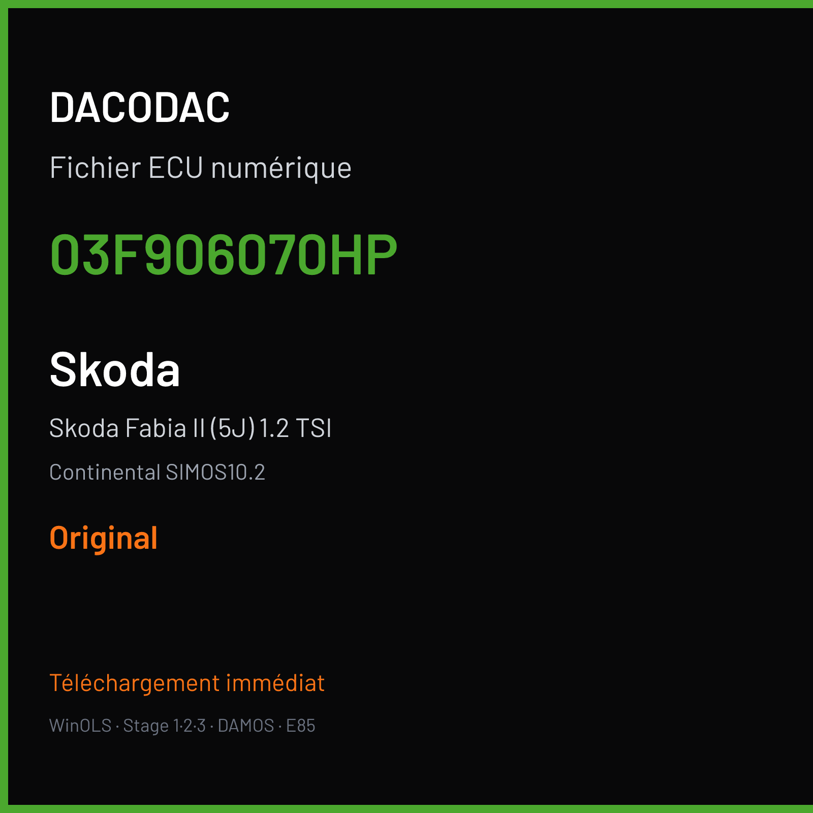 Skoda Fabia II (5J) 1.2 TSI (2008) — Continental SIMOS10.2 — 03F906070HP — Original