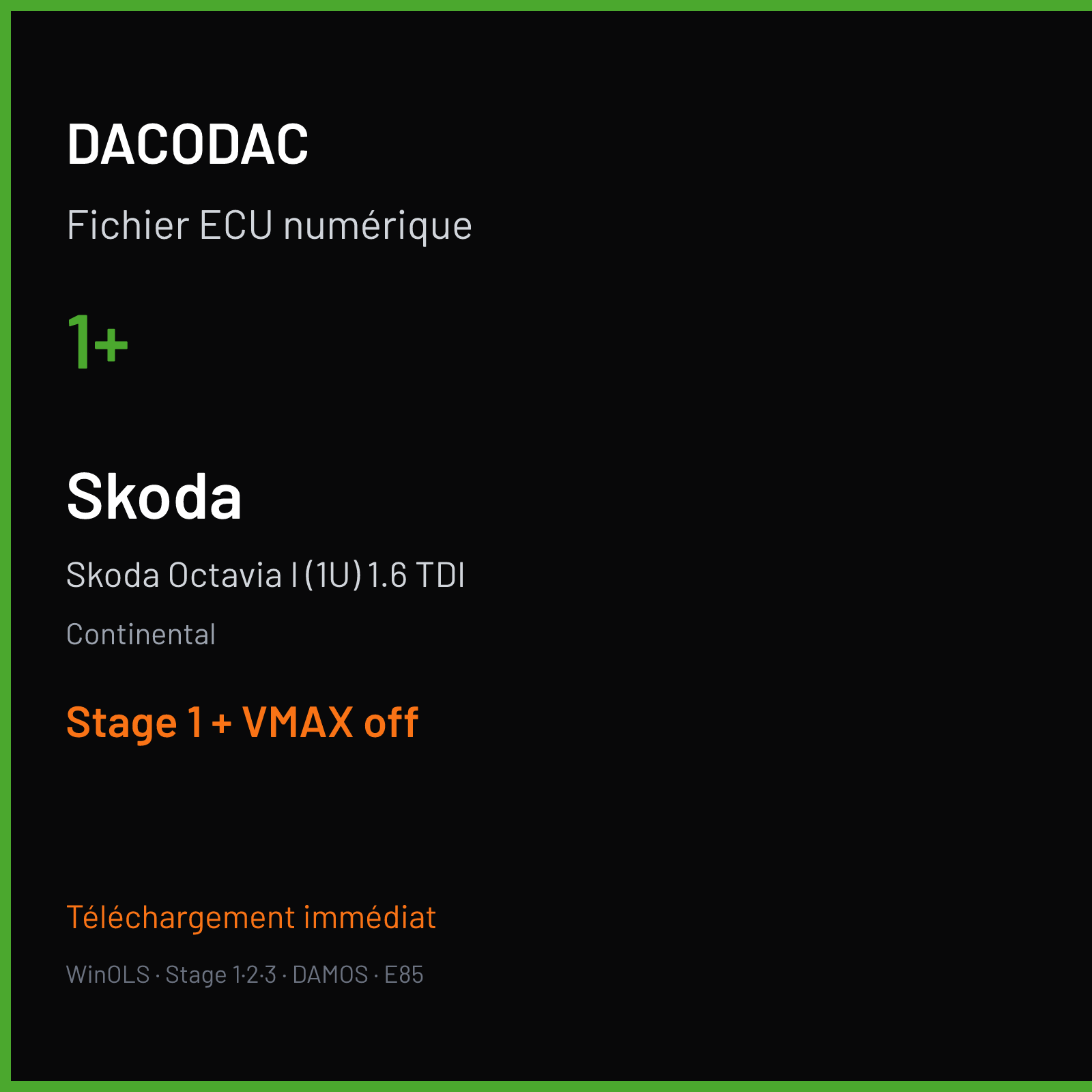 Skoda Octavia I (1U) 1.6 TDI (2010) — Continental — 1+ — Stage 1 + VMAX off