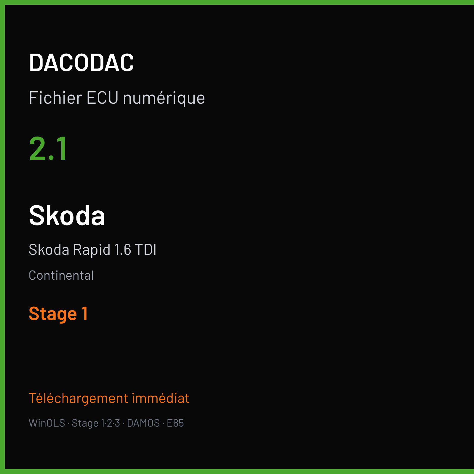 Skoda Rapid 1.6 TDI (2014) — Continental — 2.1 — Stage 1