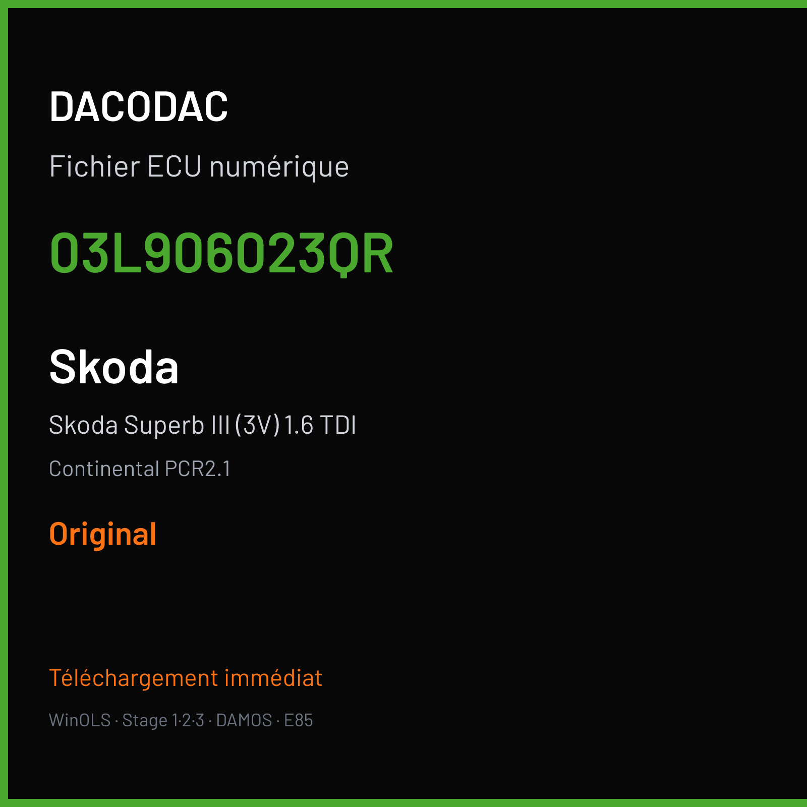 Skoda Superb III (3V) 1.6 TDI — Continental PCR2.1 — 03L906023QR — Original