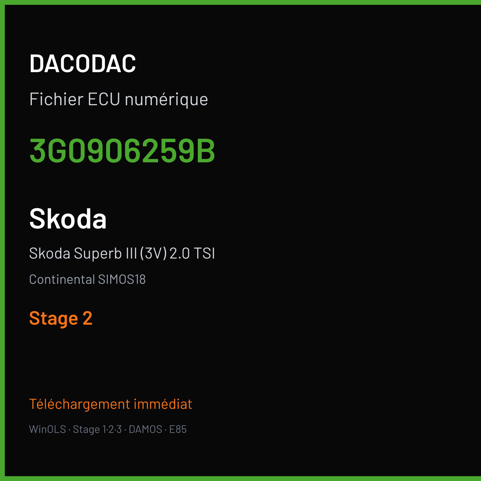 Skoda Superb III (3V) 2.0 TSI — Continental SIMOS18 — 3G0906259B — Stage 2