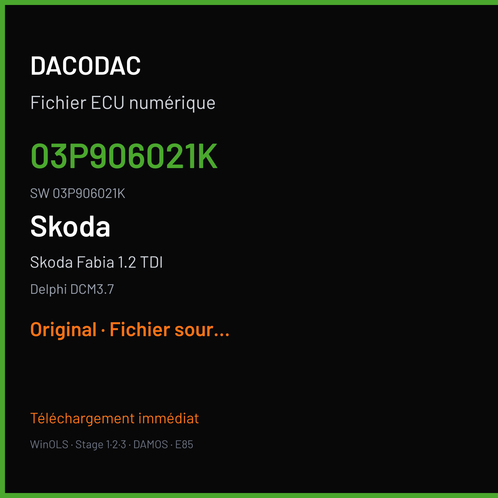 Skoda Fabia 1.2 TDI — Delphi DCM3.7 — 03P906021K · 03P906021K — Original