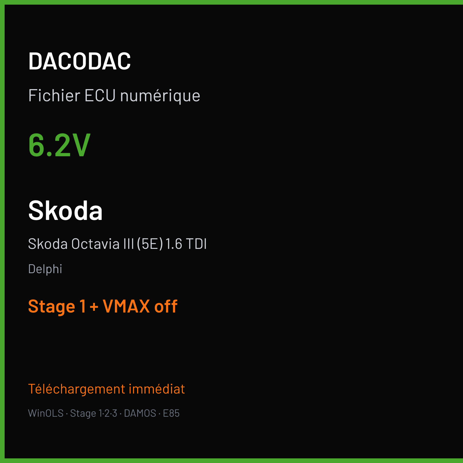 Skoda Octavia III (5E) 1.6 TDI (2019) — Delphi — 6.2V — Stage 1 + VMAX off