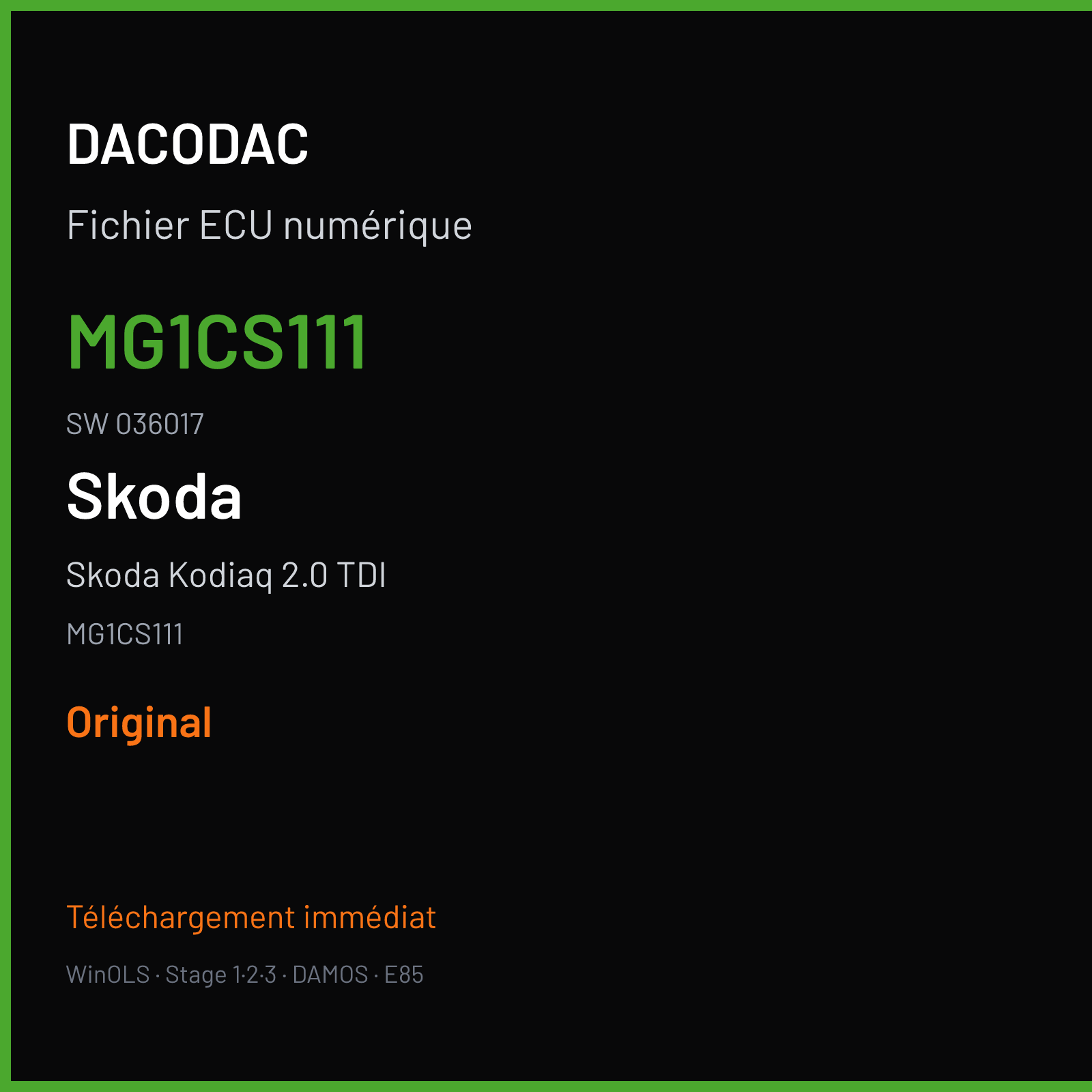 Skoda Kodiaq 2.0 TDI (2019) — MG1CS111 — MG1CS111 · 036017 — Original