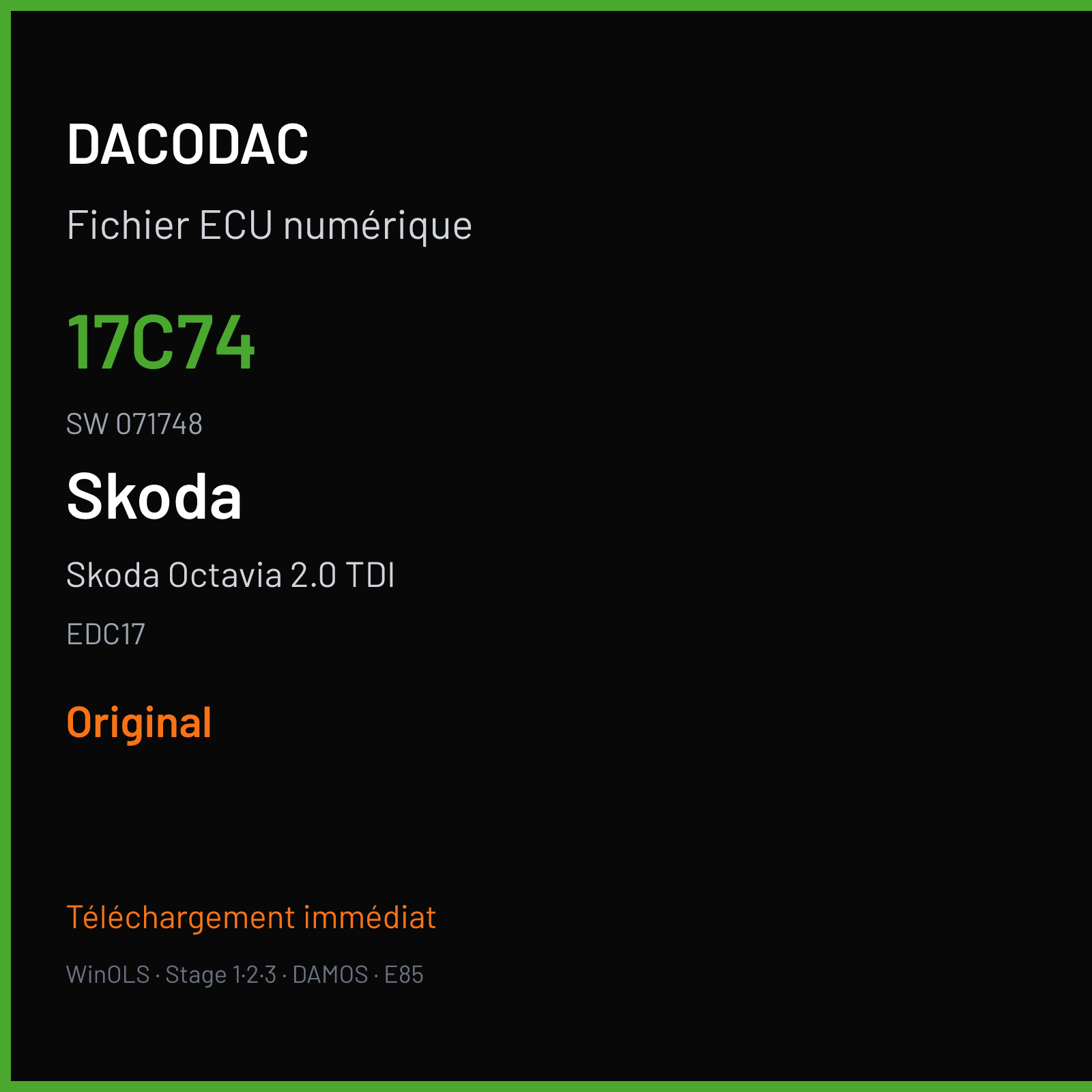 Skoda Octavia 2.0 TDI (2017) — EDC17 — 17C74 · 071748 — Original