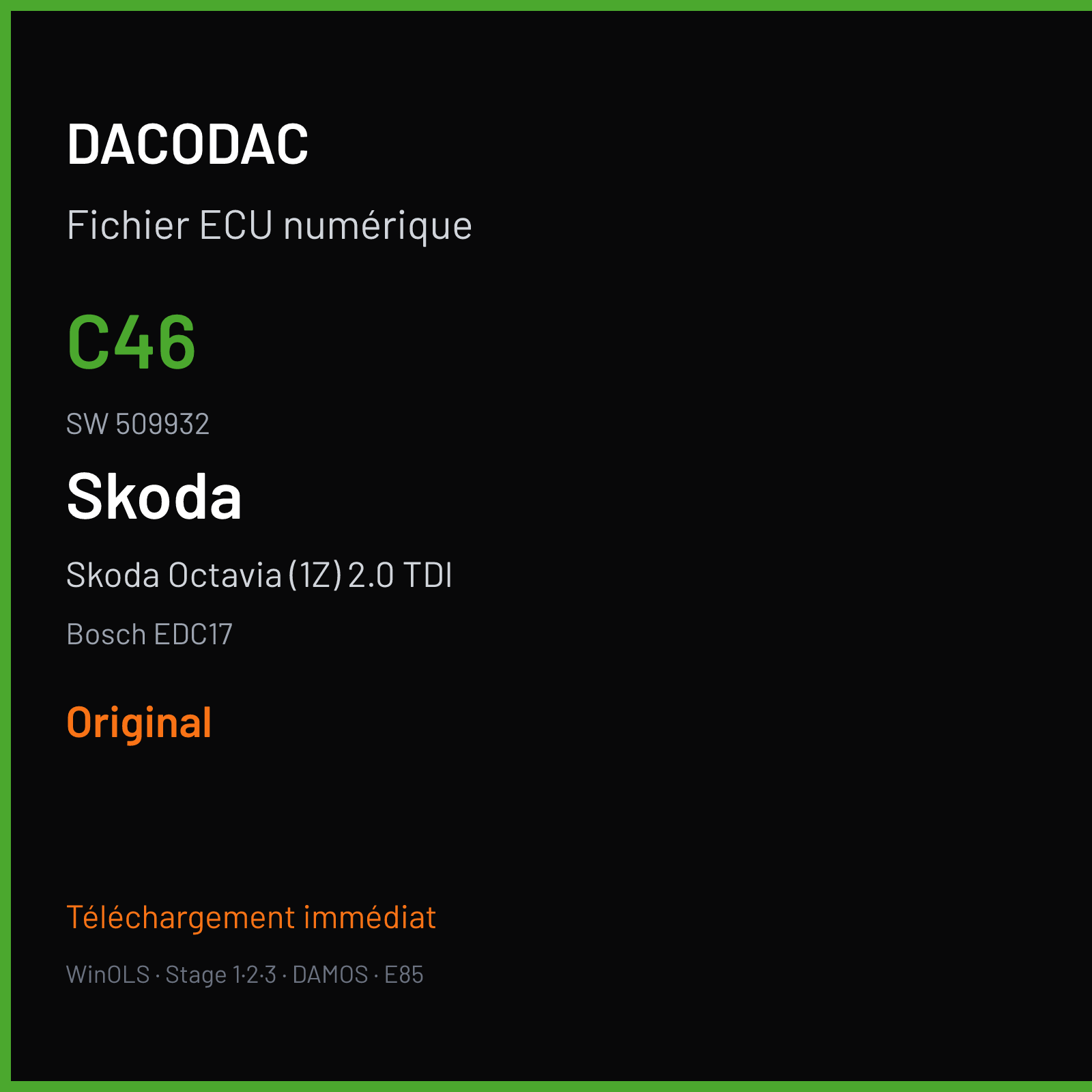 Skoda Octavia (1Z) 2.0 TDI (2012) — Bosch EDC17 — C46 · 509932 — Original