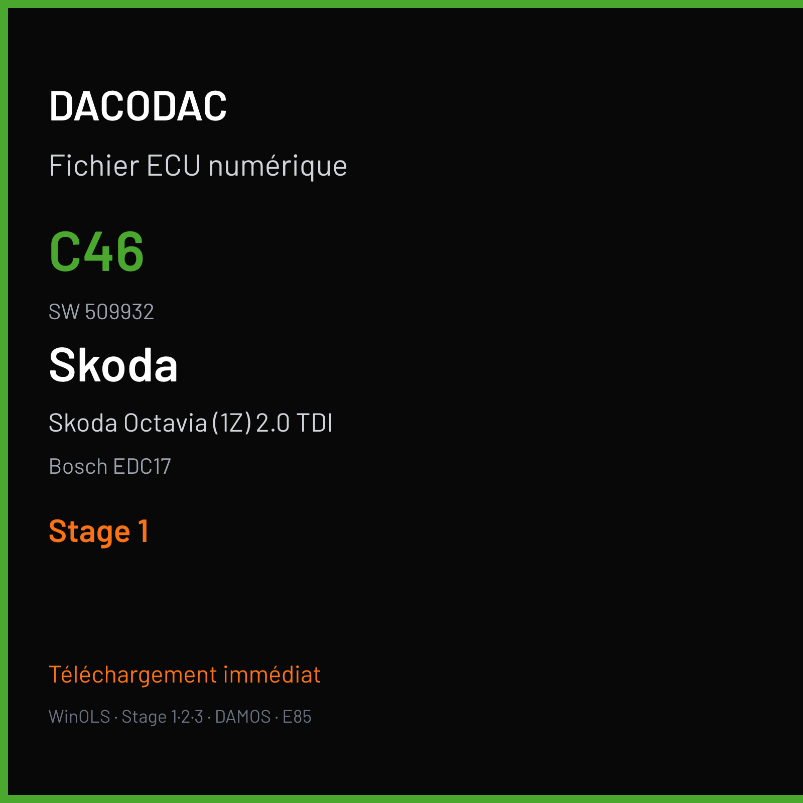 Skoda Octavia (1Z) 2.0 TDI (2012) — Bosch EDC17 — C46 · 509932 — Stage 1