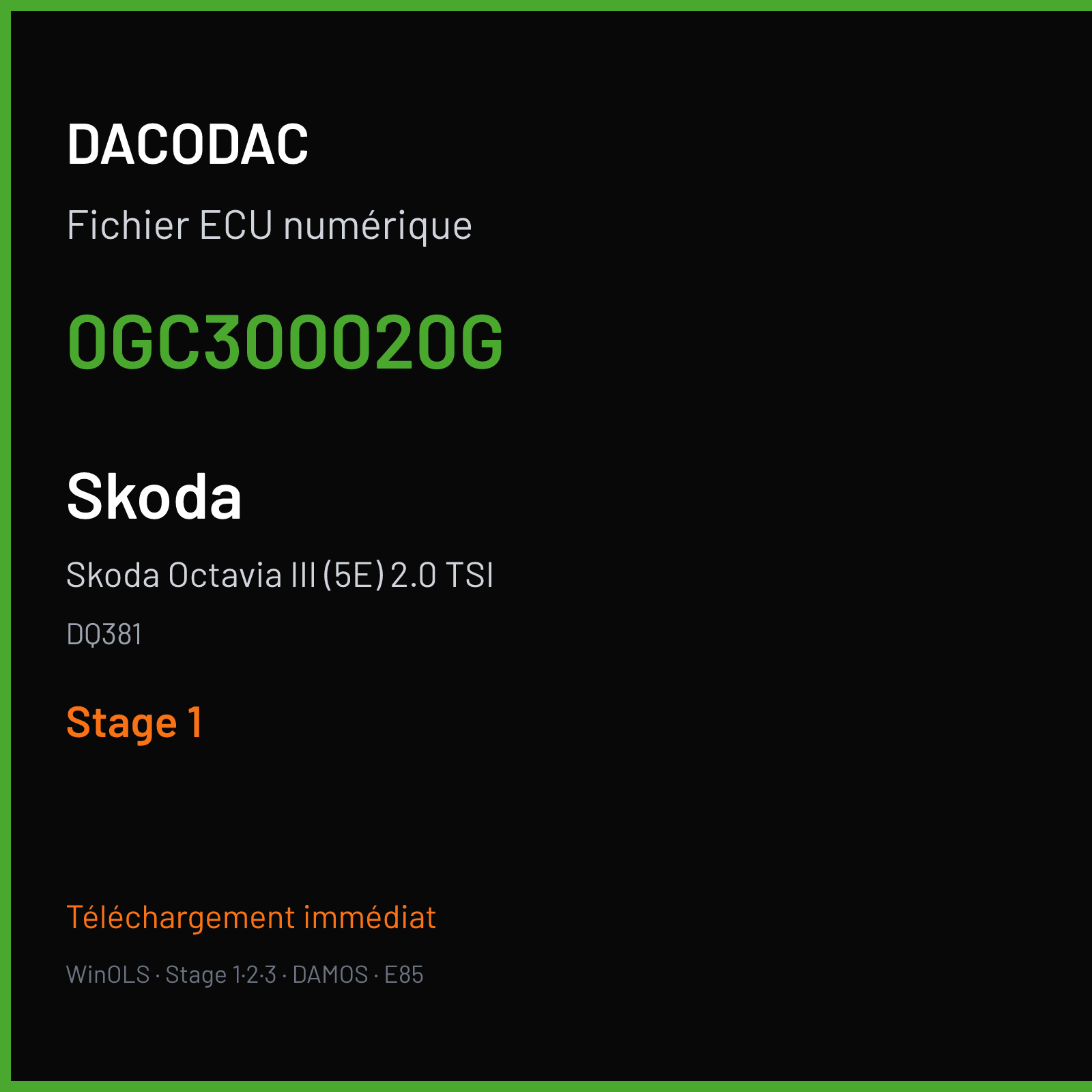 Skoda Octavia III (5E) 2.0 TSI — DQ381 — 0GC300020G — Stage 1