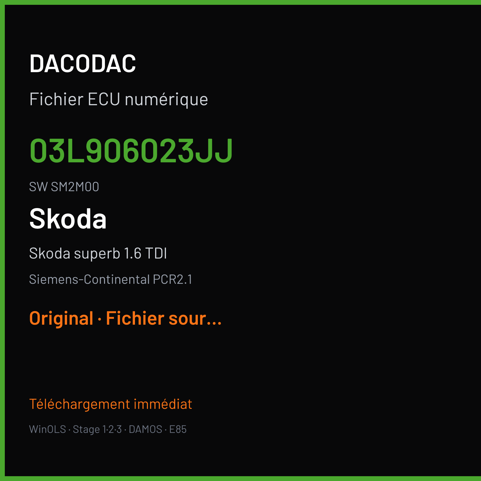 Skoda superb 1.6 TDI (2012) — Siemens-Continental PCR2.1 — 03L906023JJ · SM2M00 — Original