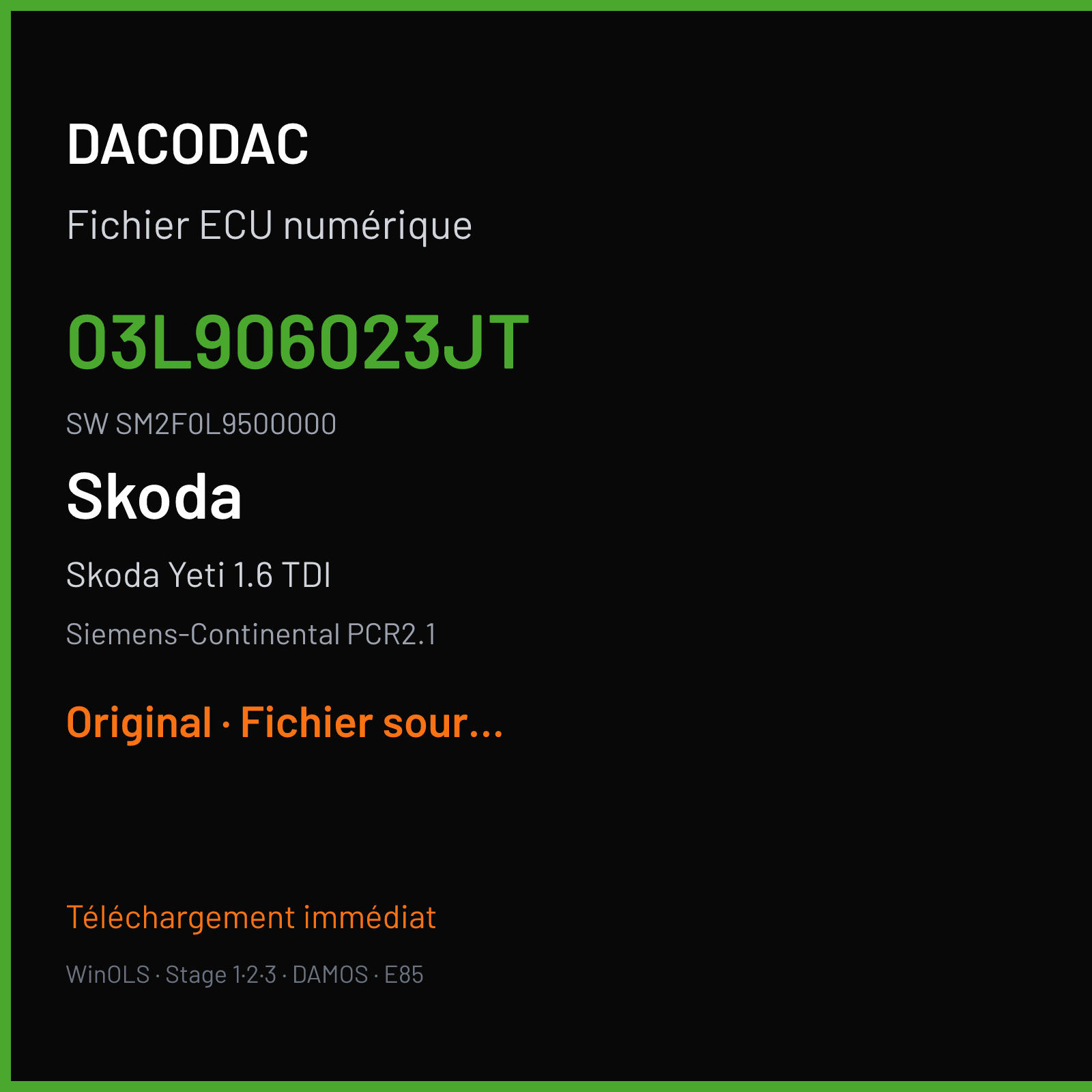 Skoda Yeti 1.6 TDI (2011) — Siemens-Continental PCR2.1 — 03L906023JT · SM2F0L9500000 — Original