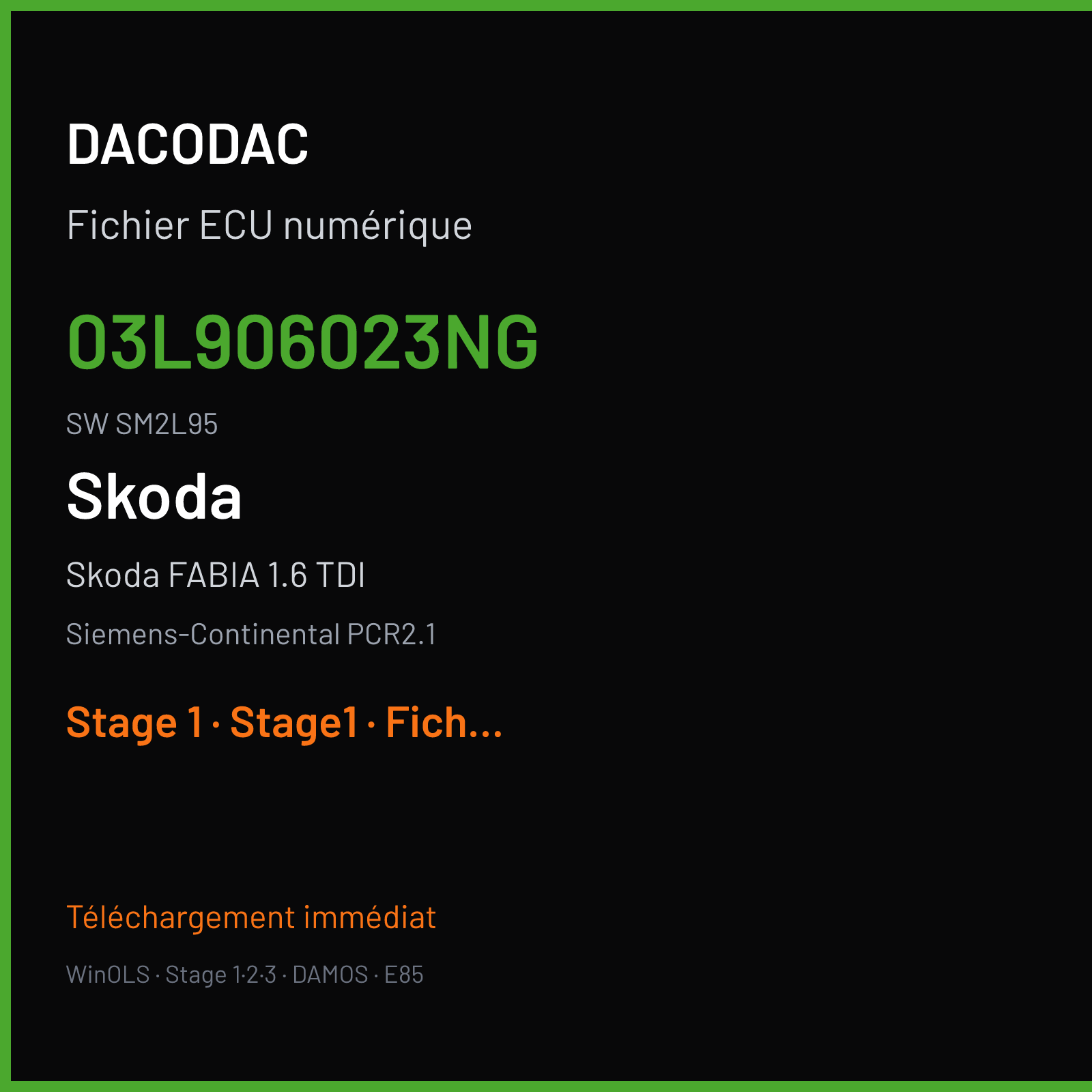 Skoda FABIA 1.6 TDI (2012) — Siemens-Continental PCR2.1 — 03L906023NG · SM2L95 — Stage 1