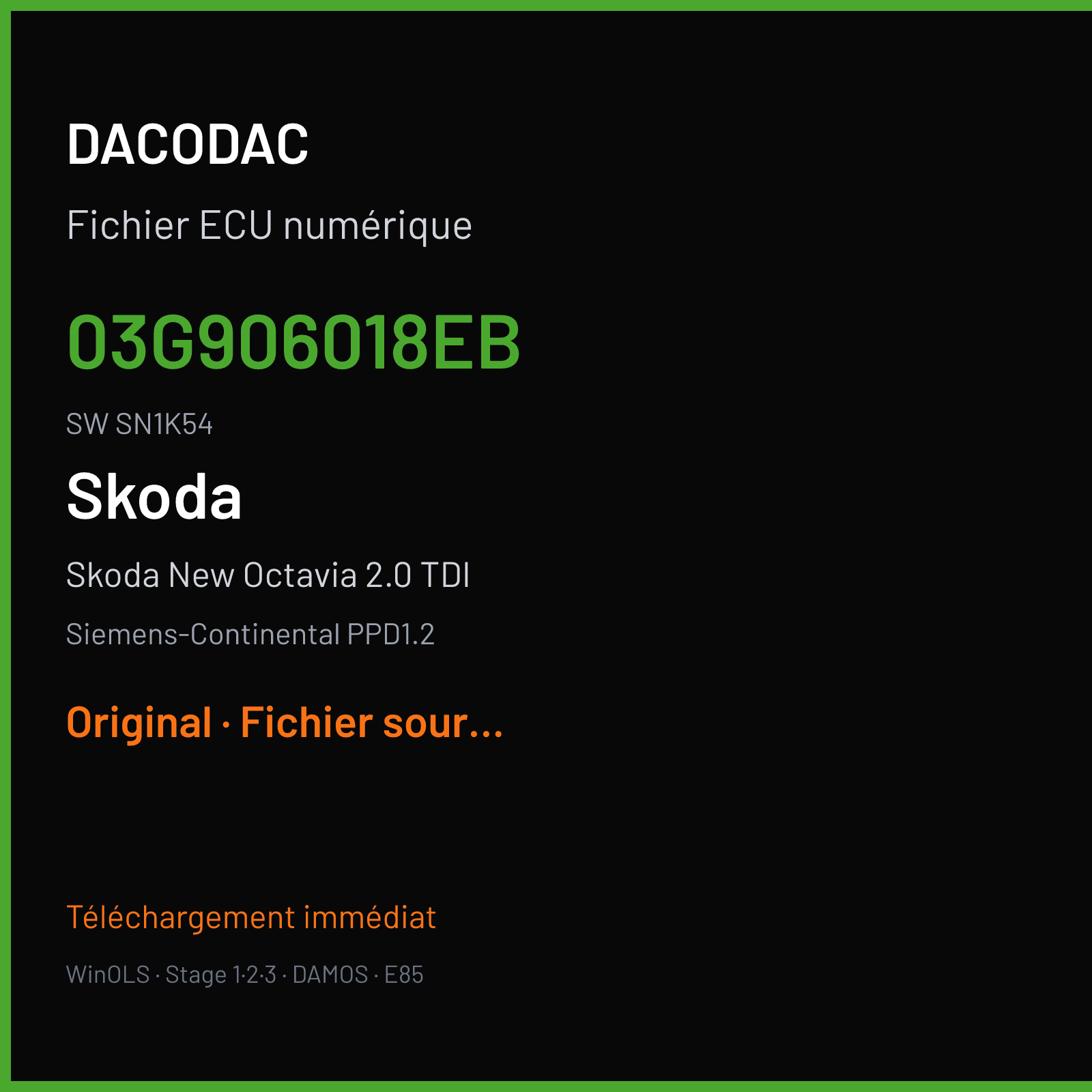 Skoda New Octavia 2.0 TDI (2007) — Siemens-Continental PPD1.2 — 03G906018EB · SN1K54 — Original