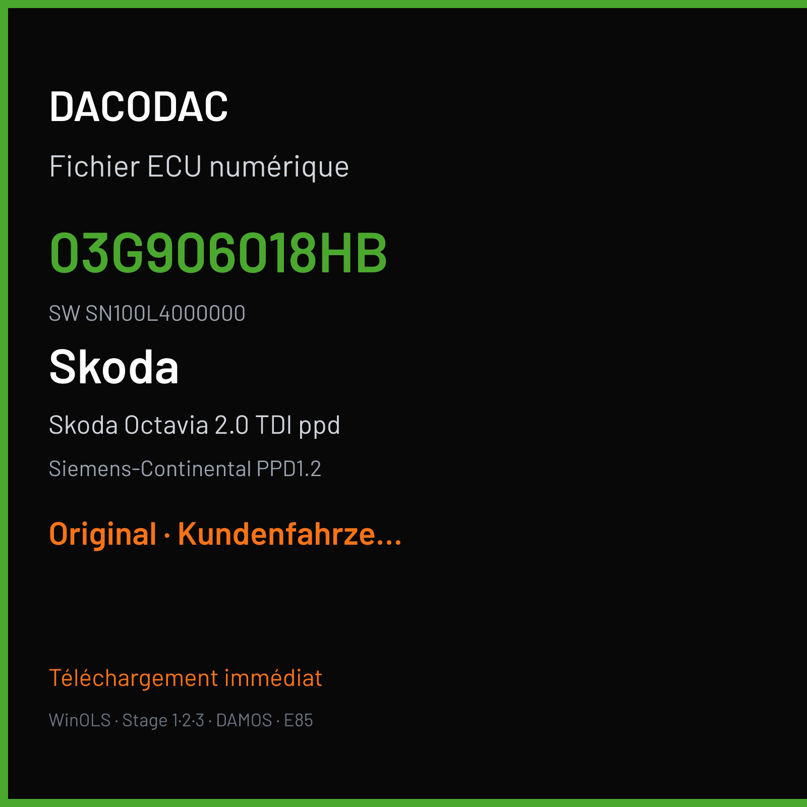 Skoda Octavia 2.0 TDI ppd (2007) — Siemens-Continental PPD1.2 — 03G906018HB · SN100L4000000 — Original