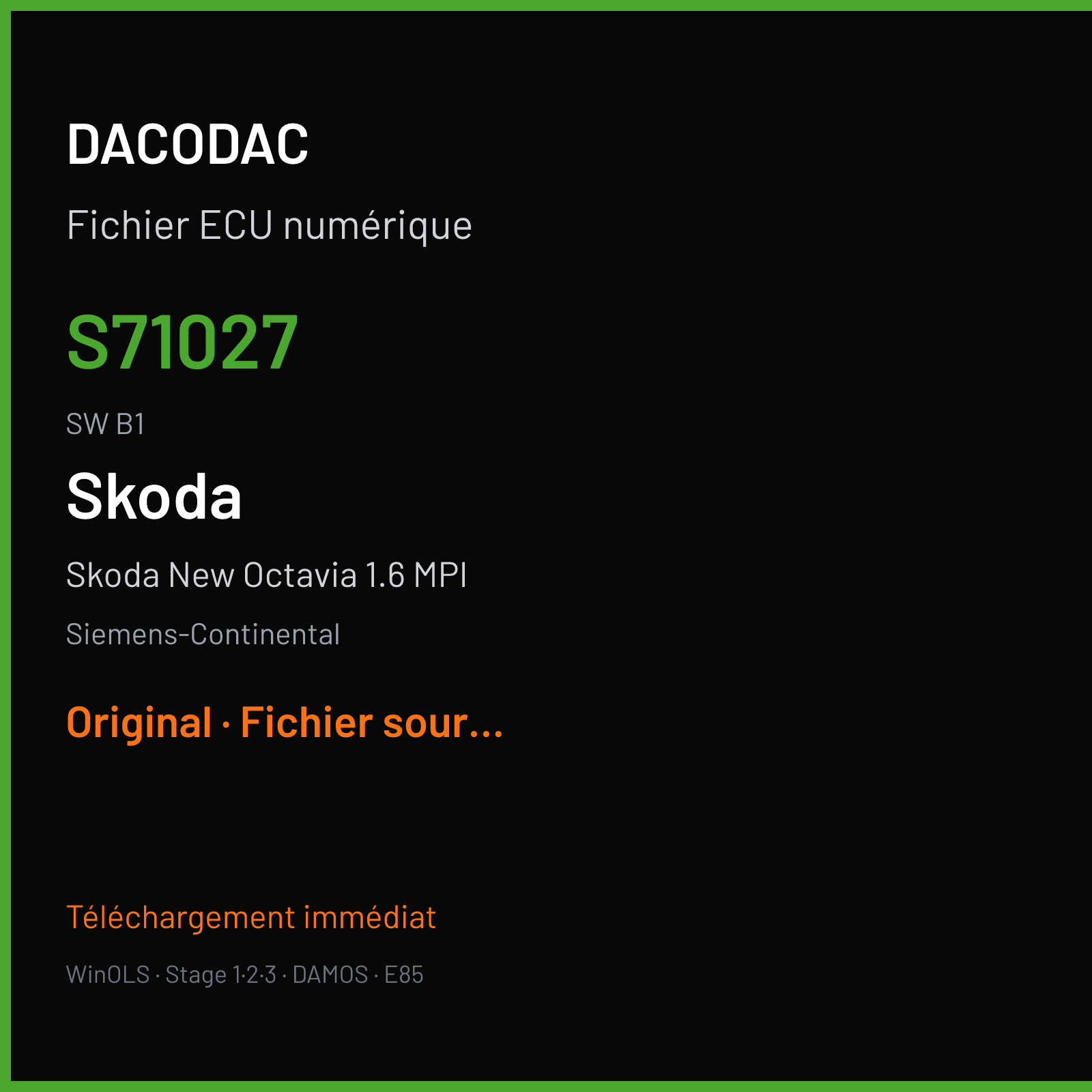 Skoda New Octavia 1.6 MPI (2008) — Siemens-Continental — S71027 · B1 — Original
