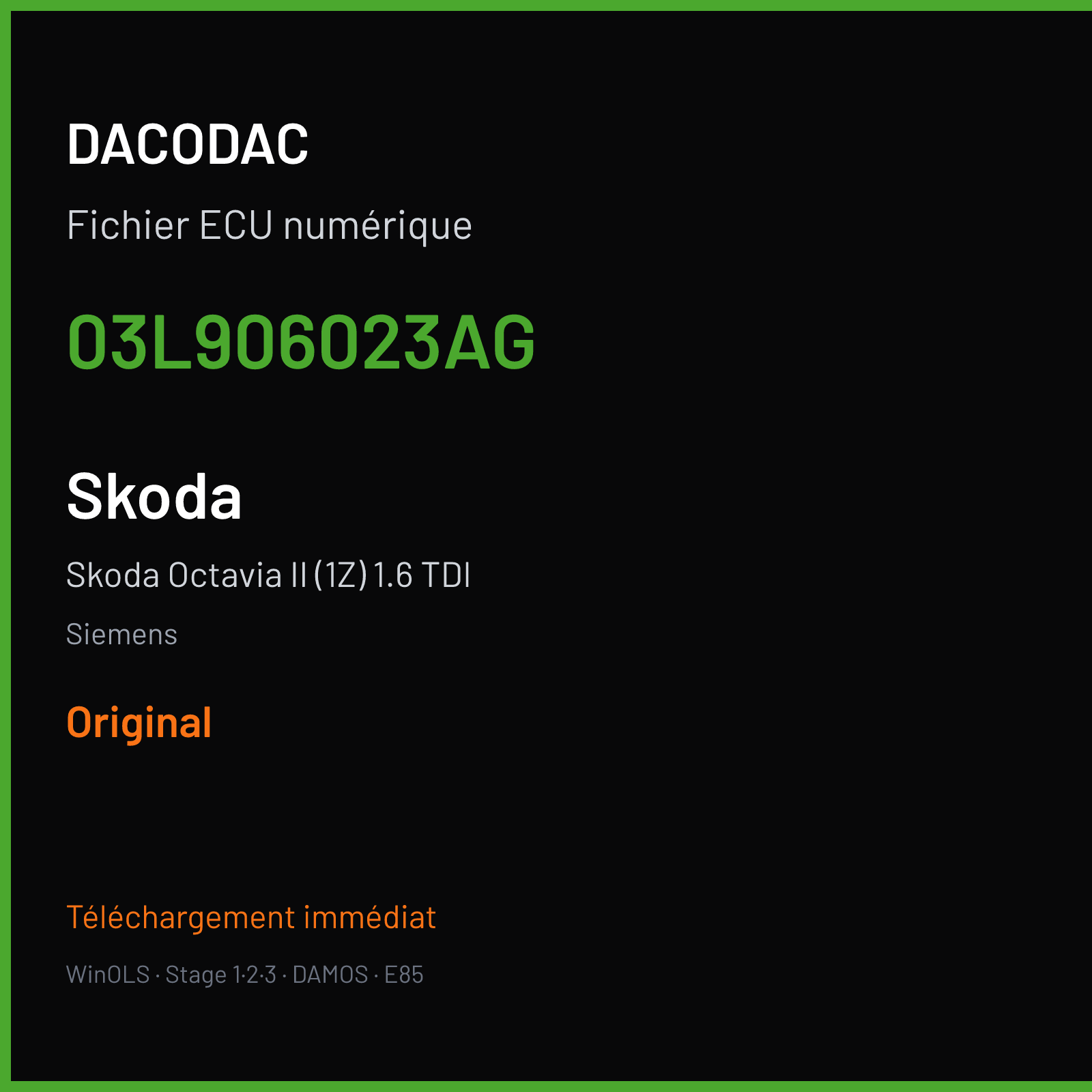 Skoda Octavia II (1Z) 1.6 TDI (2010) — Siemens — 03L906023AG — Original