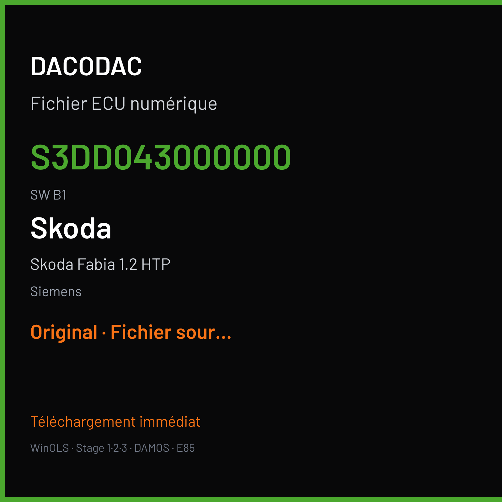 Skoda Fabia 1.2 HTP (2006) — Siemens — S3DD043000000 · B1 — Original