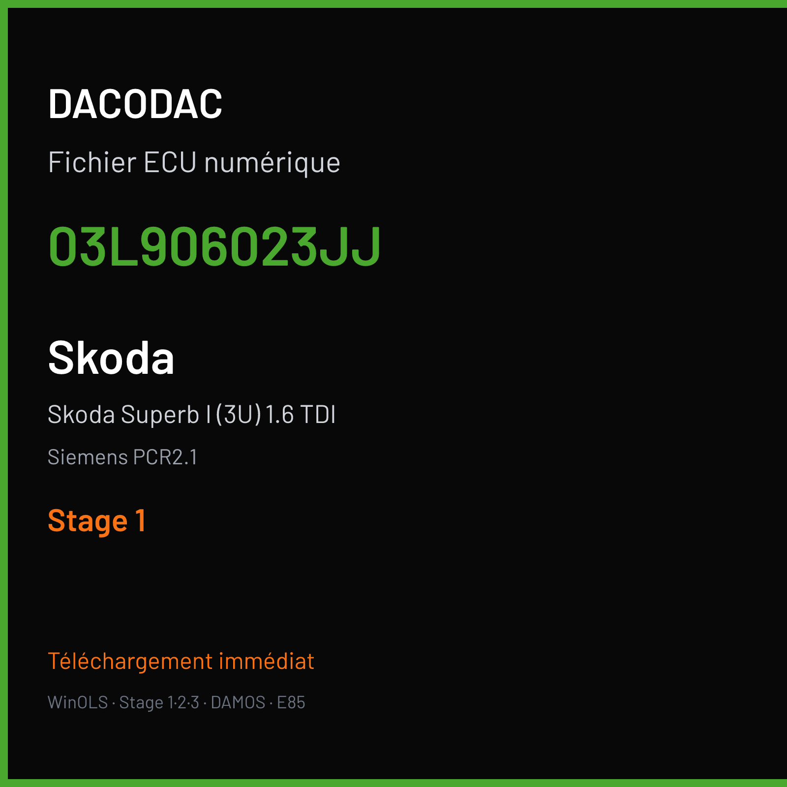 Skoda Superb I (3U) 1.6 TDI (2011) — Siemens PCR2.1 — 03L906023JJ — Stage 1