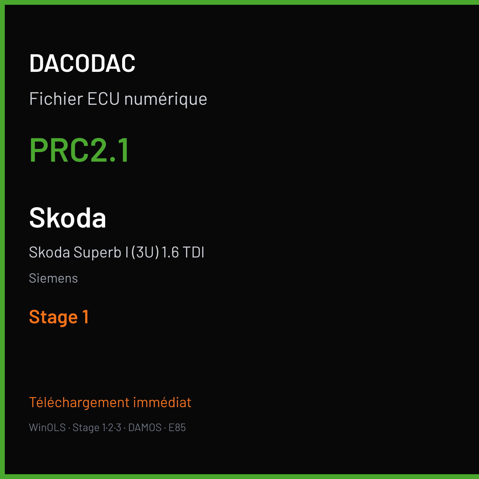 Skoda Superb I (3U) 1.6 TDI (2012) — Siemens — PRC2.1 — Stage 1
