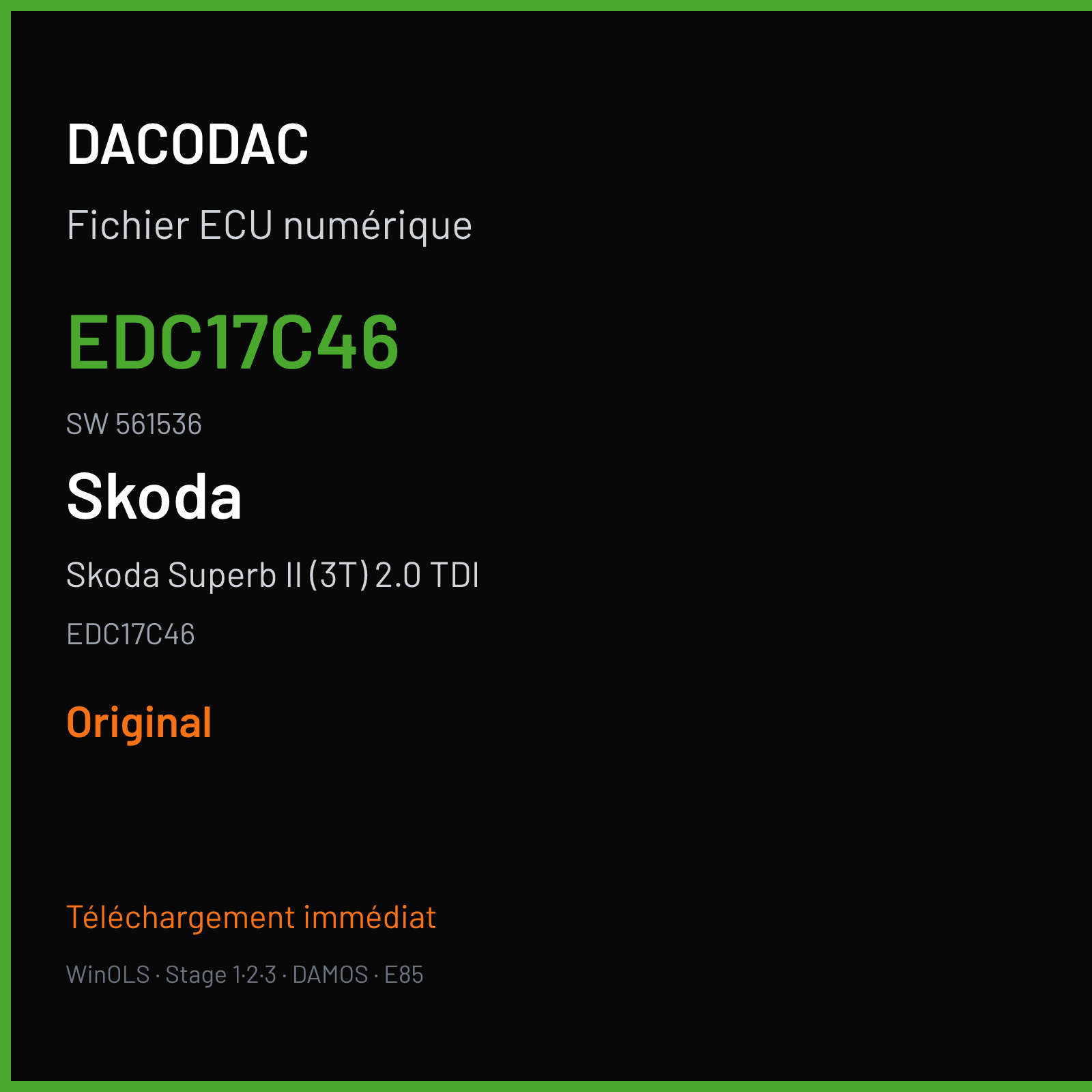 Skoda Superb II (3T) 2.0 TDI (2013) — EDC17C46 — EDC17C46 · 561536 — Original