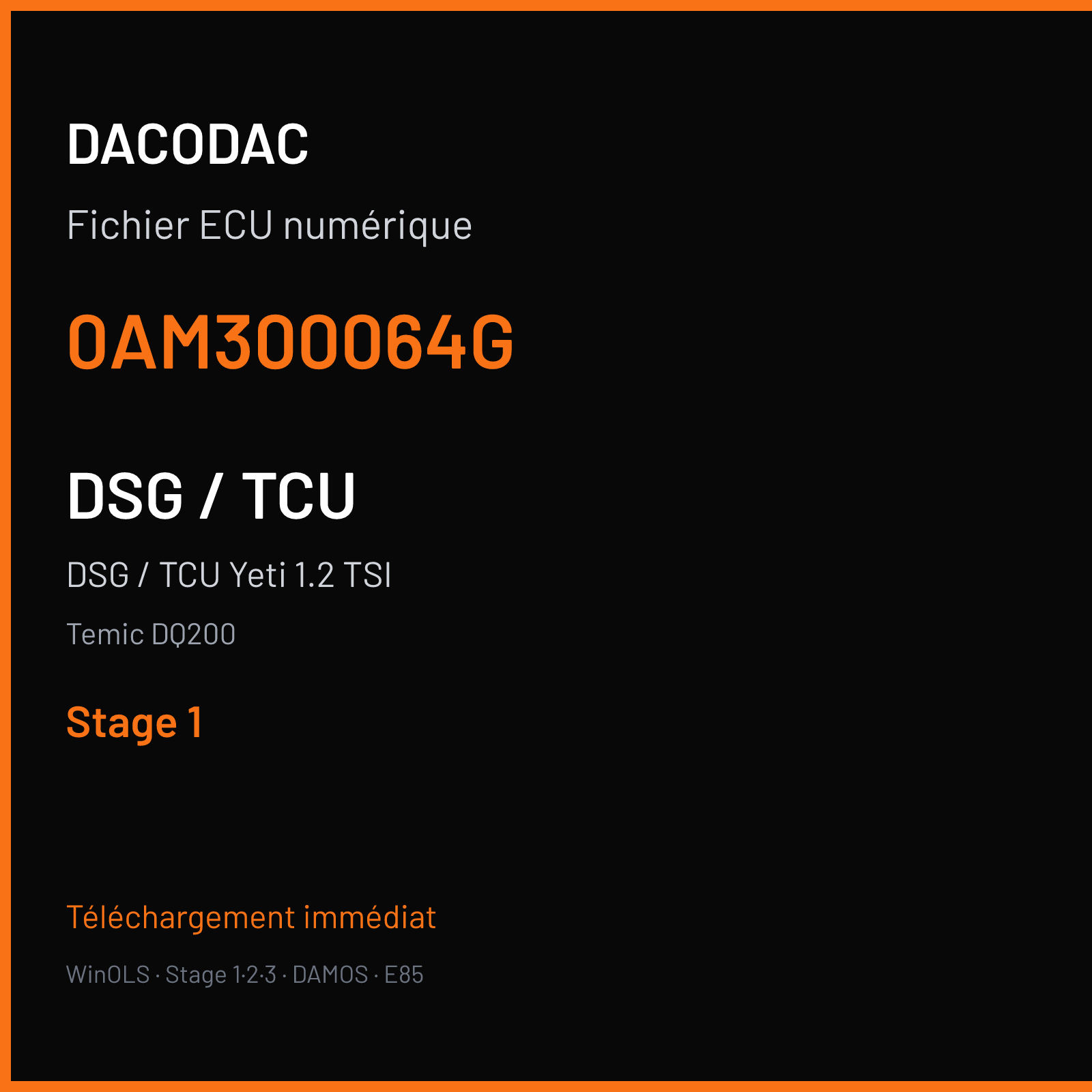 DSG / TCU Yeti 1.2 TSI (2012) — Temic DQ200 — 0AM300064G — Stage 1