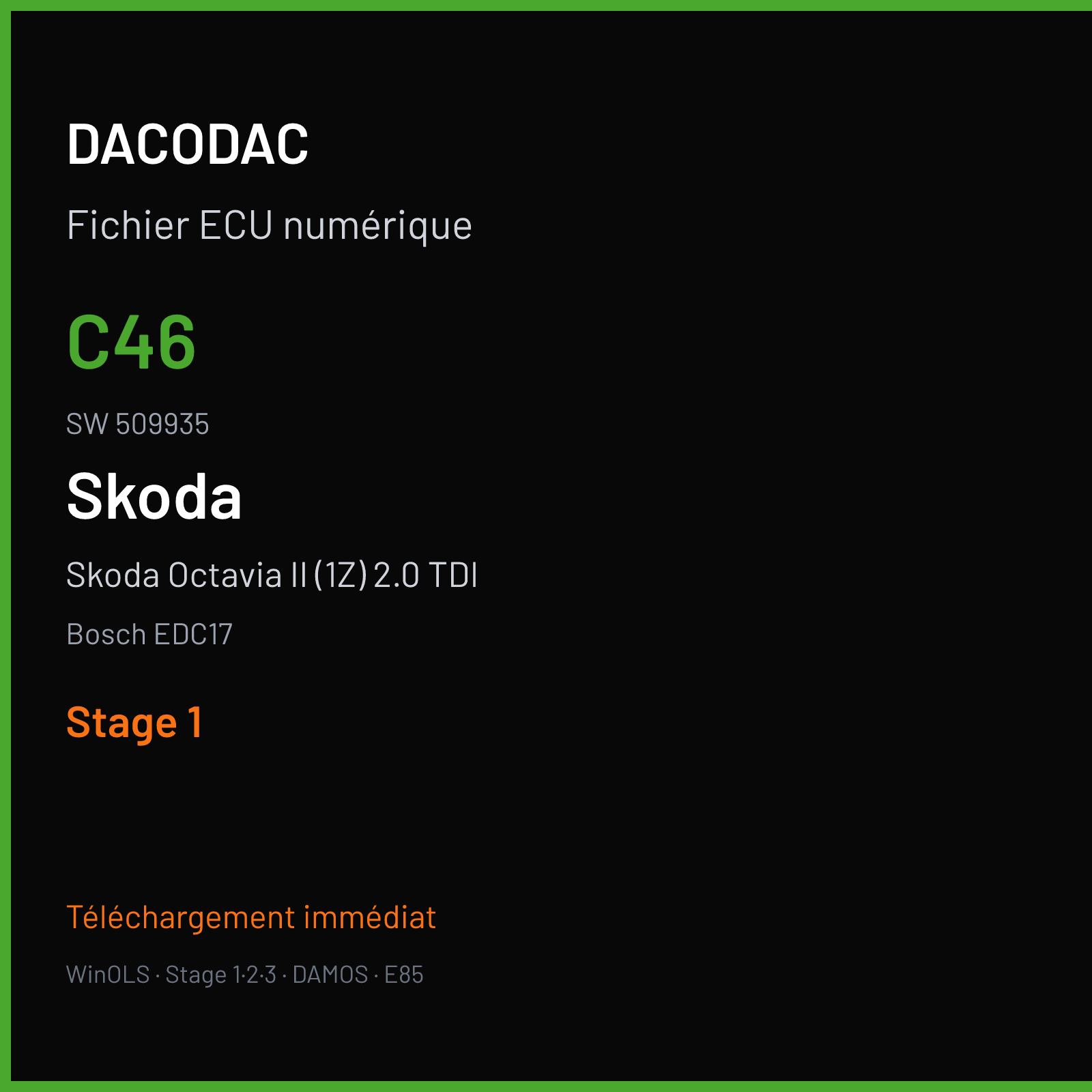 Skoda Octavia II (1Z) 2.0 TDI (2010) — Bosch EDC17 — C46 · 509935 — Stage 1