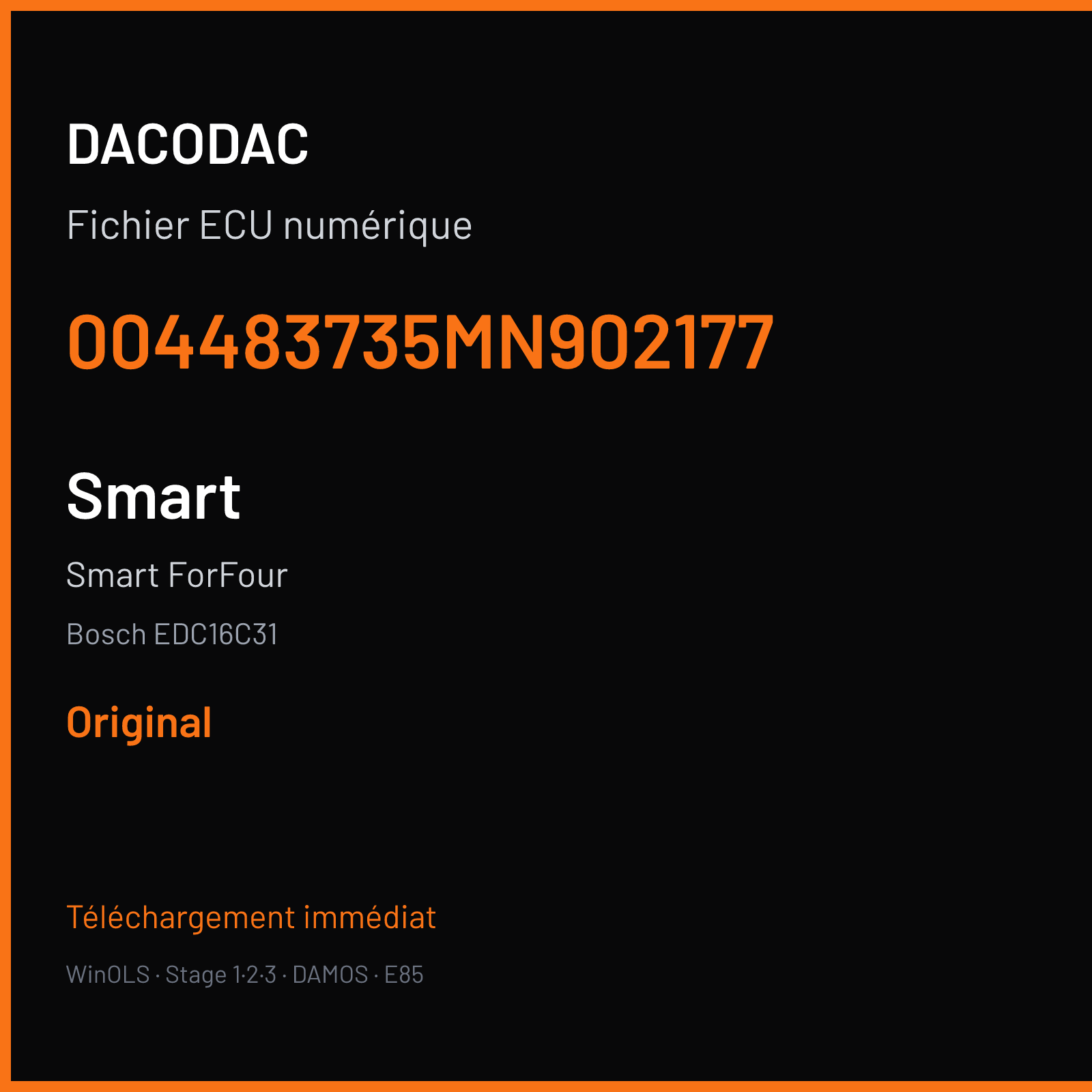 Smart ForFour (2005) — Bosch EDC16C31 — 004483735MN902177 — Original