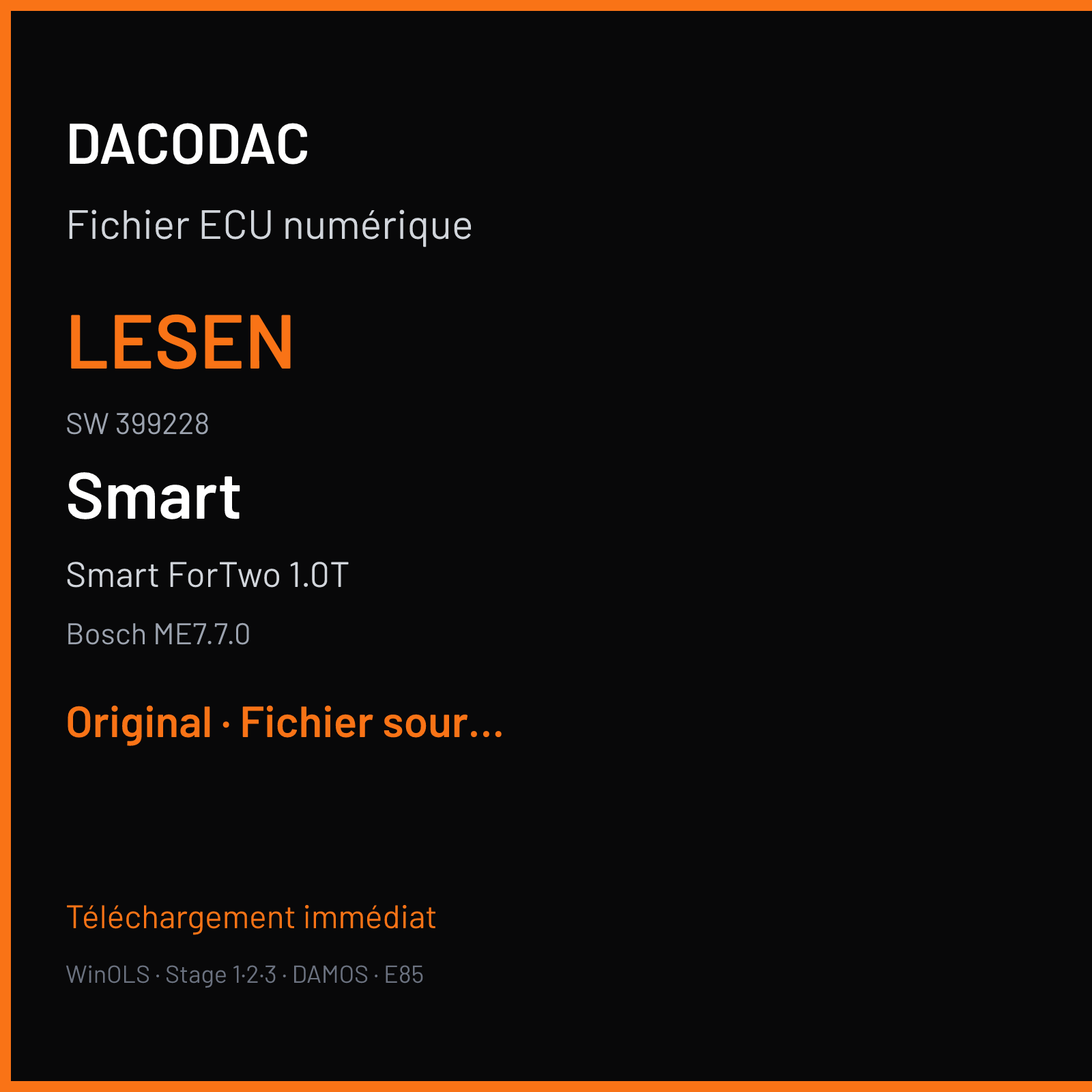 Smart ForTwo 1.0T (2008) — Bosch ME7.7.0 — LESEN · 399228 — Original