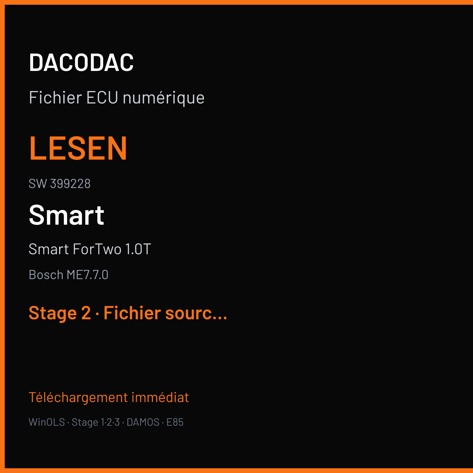 Smart ForTwo 1.0T (2008) — Bosch ME7.7.0 — LESEN · 399228 — Stage 2
