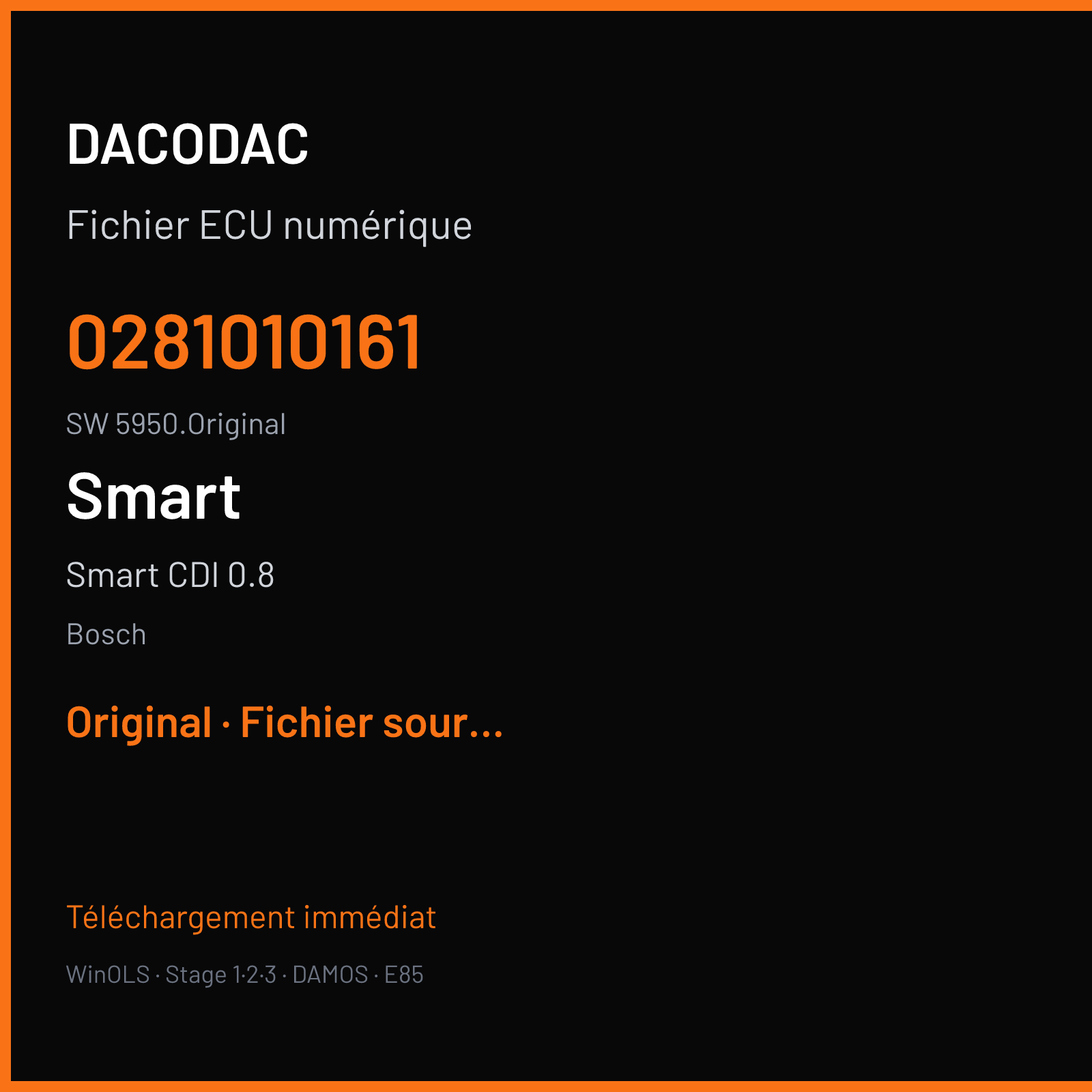 Smart CDI 0.8 41 ch (2004) — Bosch — 0281010161 · 5950.Original · 365276 — Original