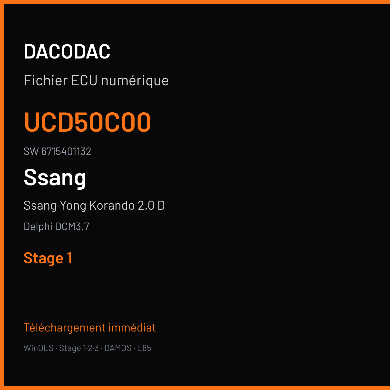 Ssang Yong Korando 2.0 D 155 ch (2016) — Delphi DCM3.7 — UCD50C00 · 6715401132 — Stage 1