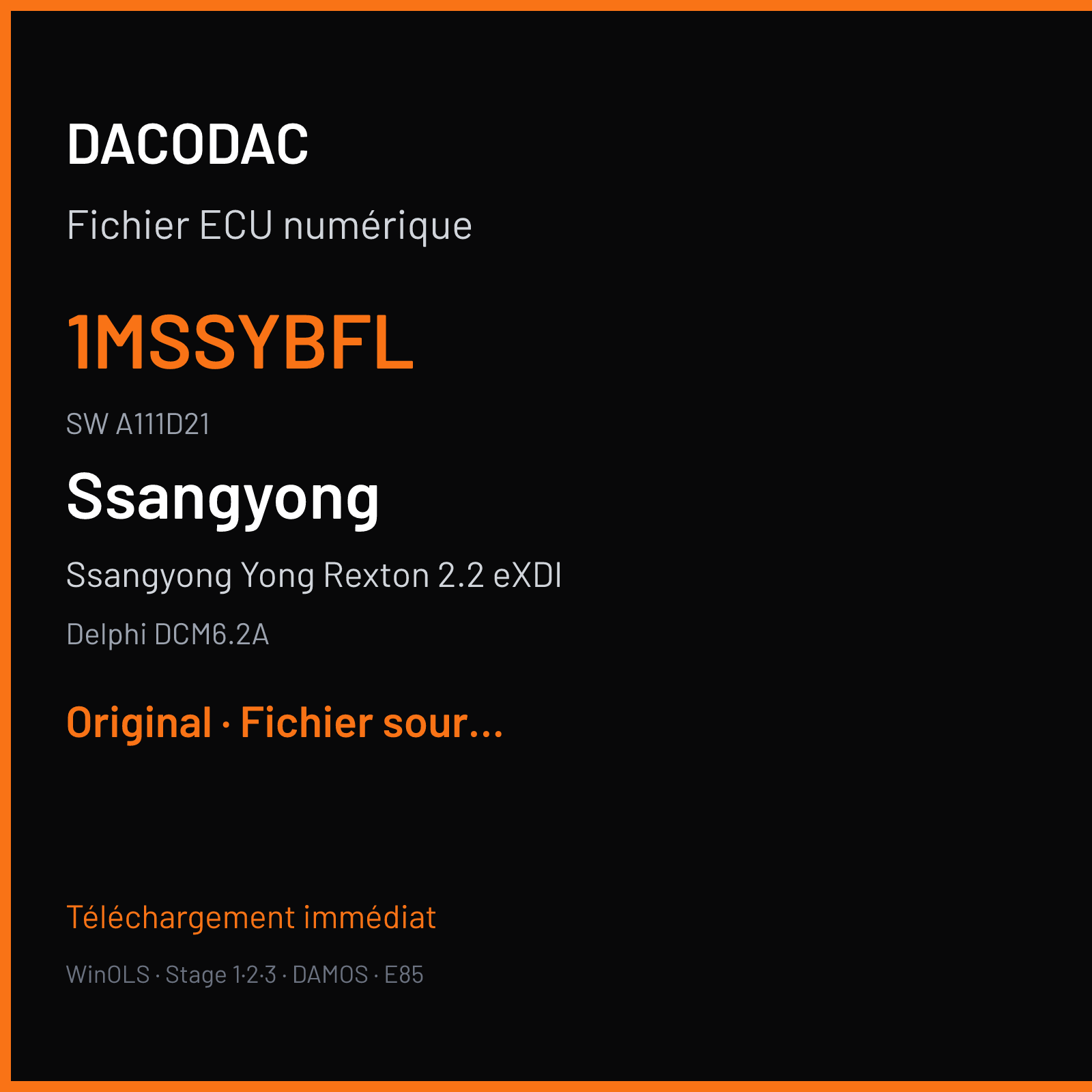 Ssangyong Yong Rexton 2.2 eXDI 180 ch (2020) — Delphi DCM6.2A — 1MSSYBFL · A111D21 · 1MSSYAPP D407D21 023 Q210L MT EXP 4WD 71MSSYAPP D407D21 023 Q210L MT EXP 2WD — Original