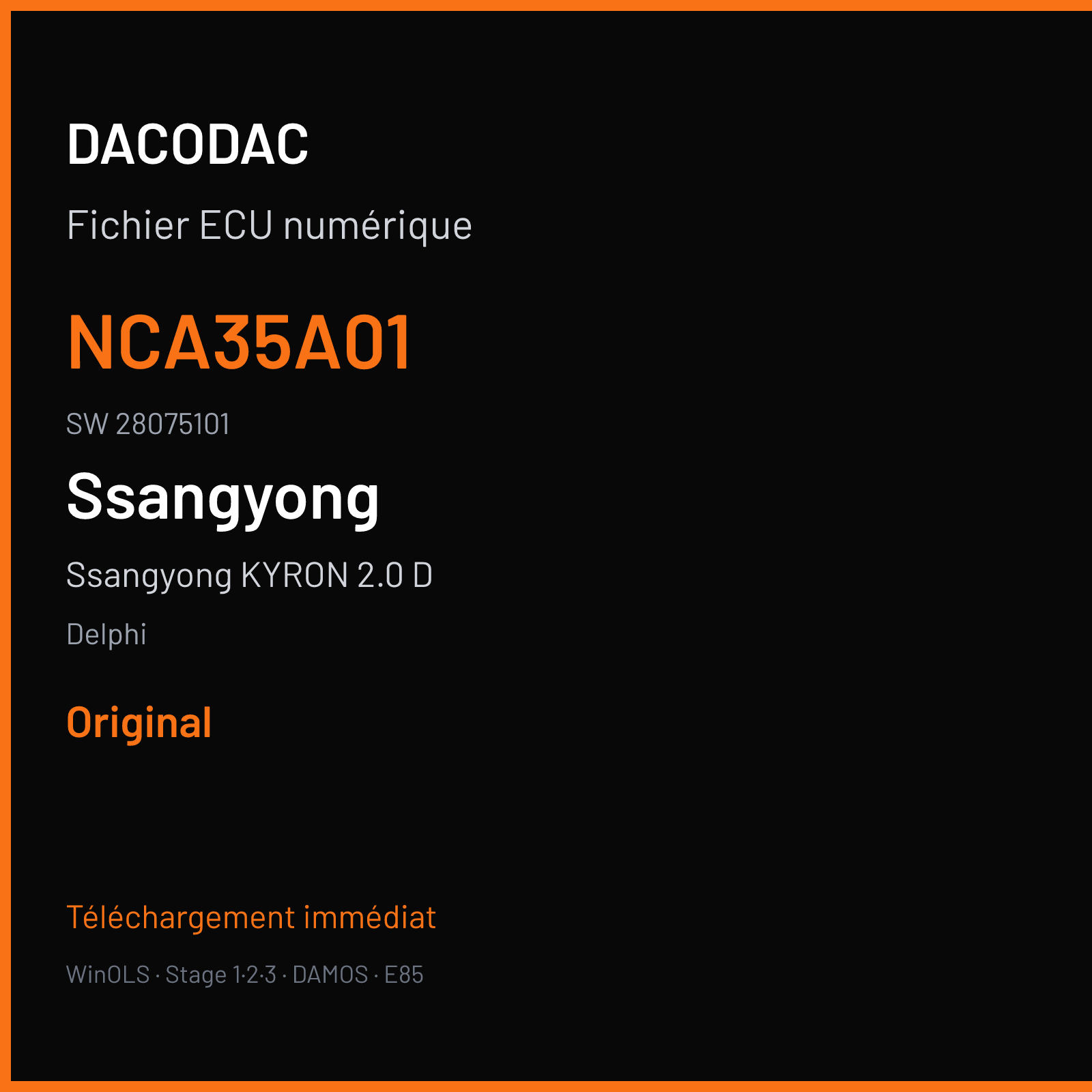 Ssangyong KYRON 2.0 D 141 ch — Delphi — NCA35A01 · 28075101 — Original