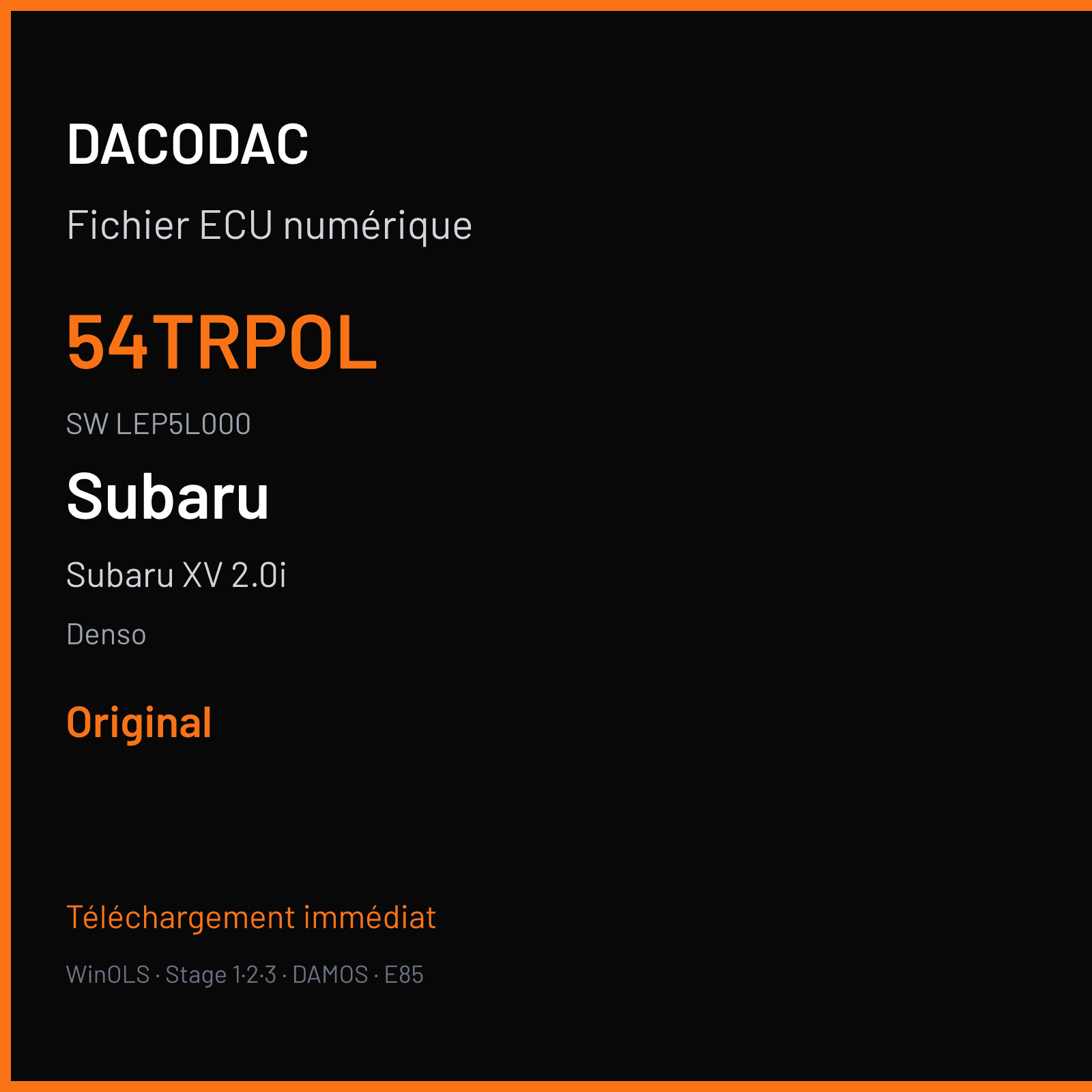 Subaru XV 2.0i 150 ch (2014) — Denso — 54TRPOL · LEP5L000 · 11CYH4N SH7058 — Original
