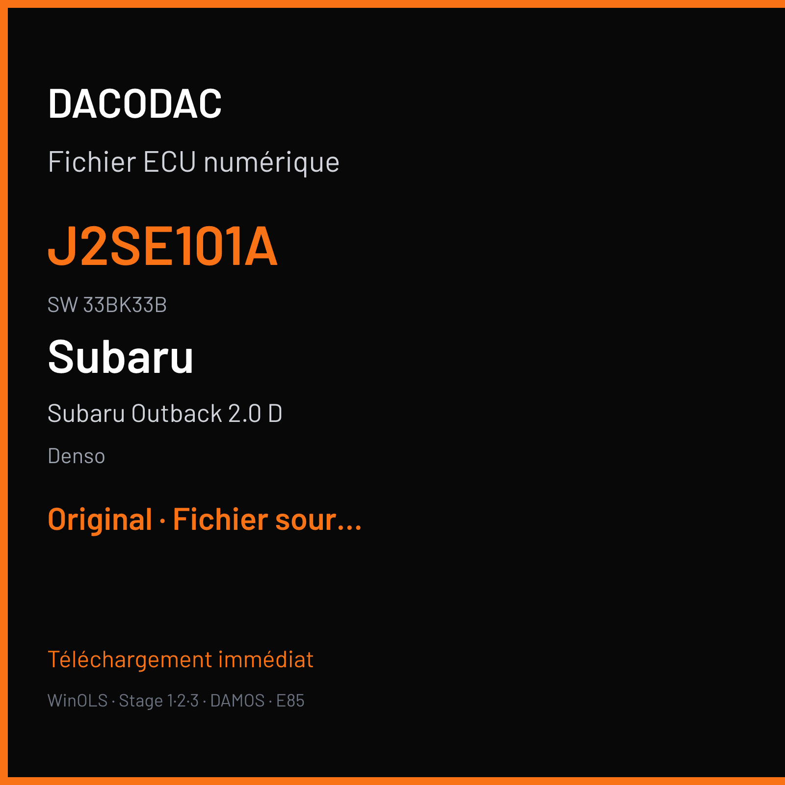 Subaru Outback 2.0 D 150 ch (2009) — Denso — J2SE101A · 33BK33B · K221520BT2E1J2SE101A SH7058 — Original