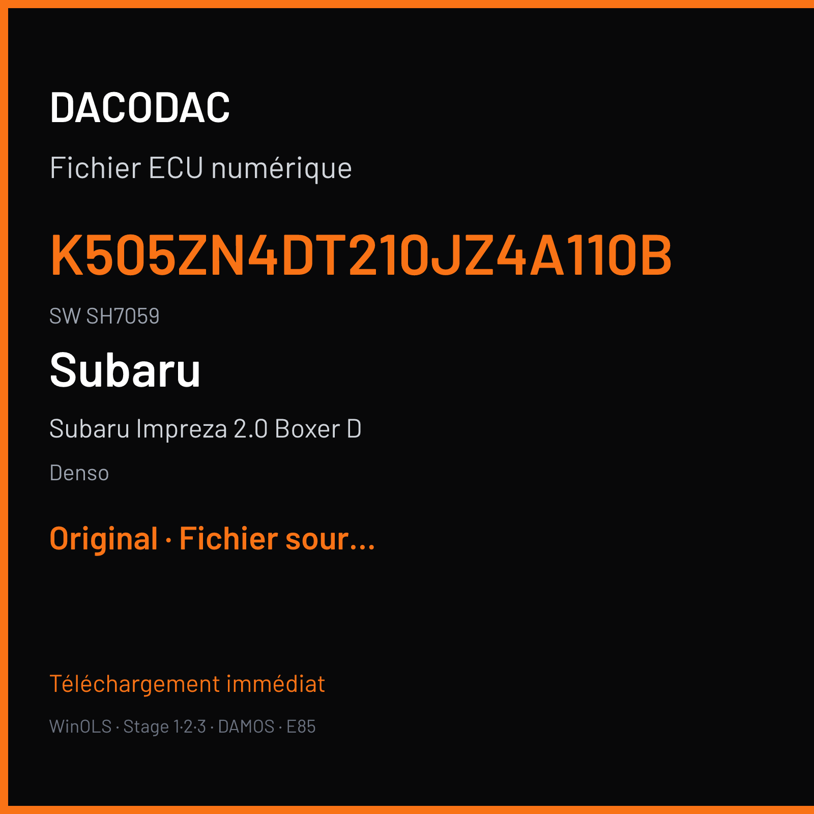 Subaru Impreza 2.0 Boxer D (2012) — Denso — K505ZN4DT210JZ4A110B · SH7059 — Original