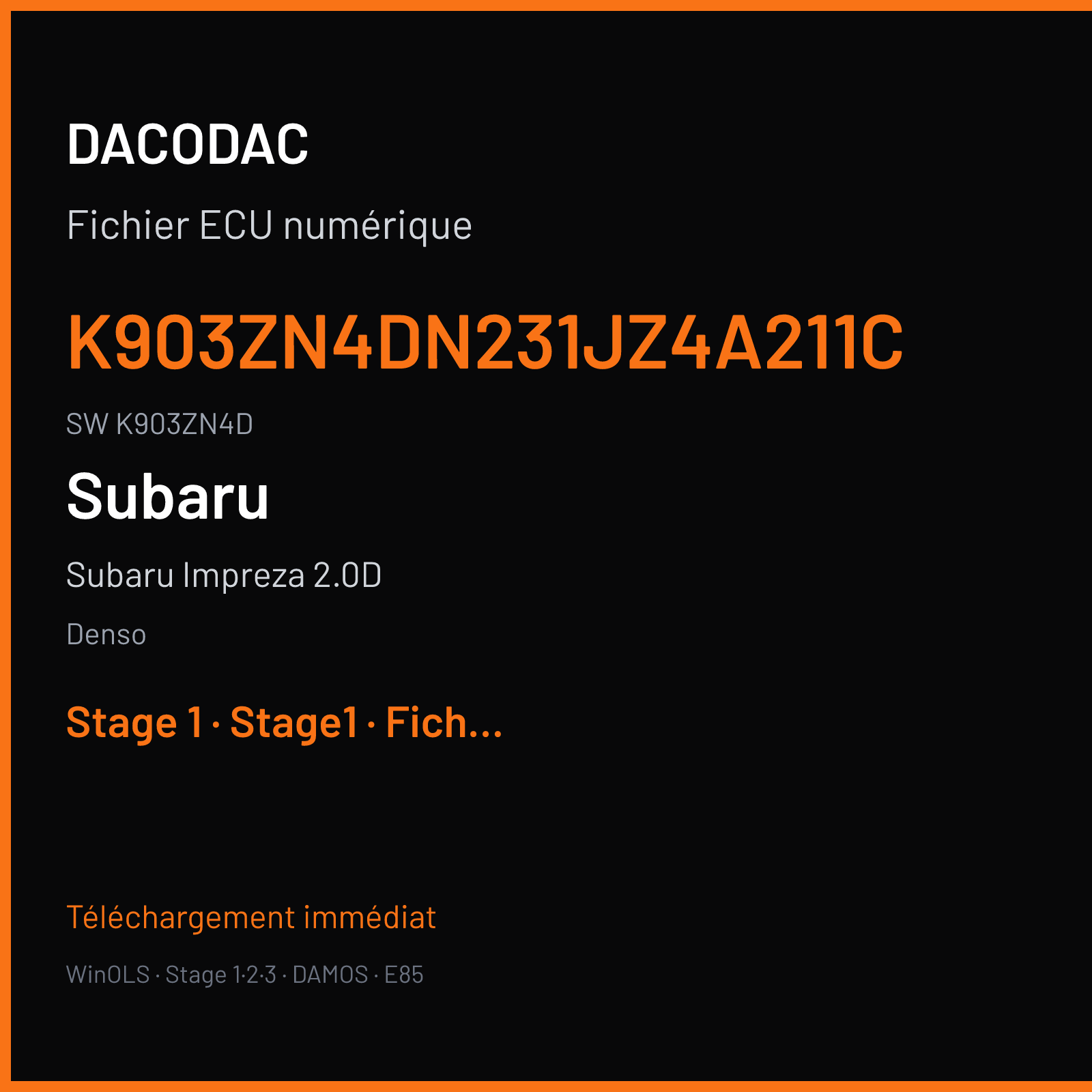 Subaru Impreza 2.0D 150 ch (2011) — Denso — K903ZN4DN231JZ4A211C · K903ZN4D · N231JZ4A — Stage 1