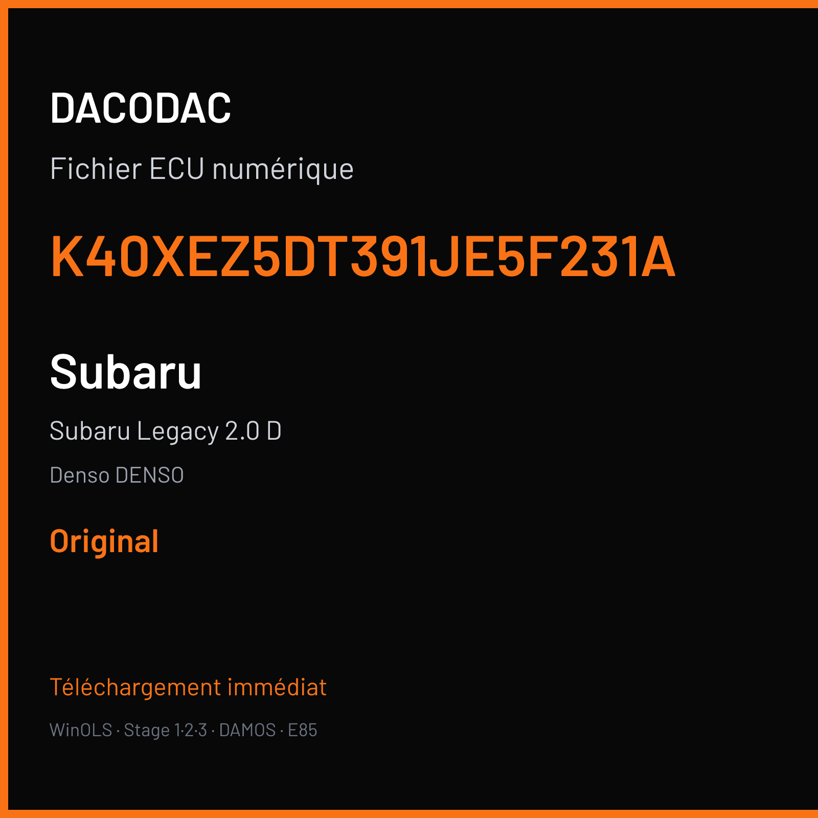 Subaru Legacy 2.0 D — Denso DENSO — K40XEZ5DT391JE5F231A — Original