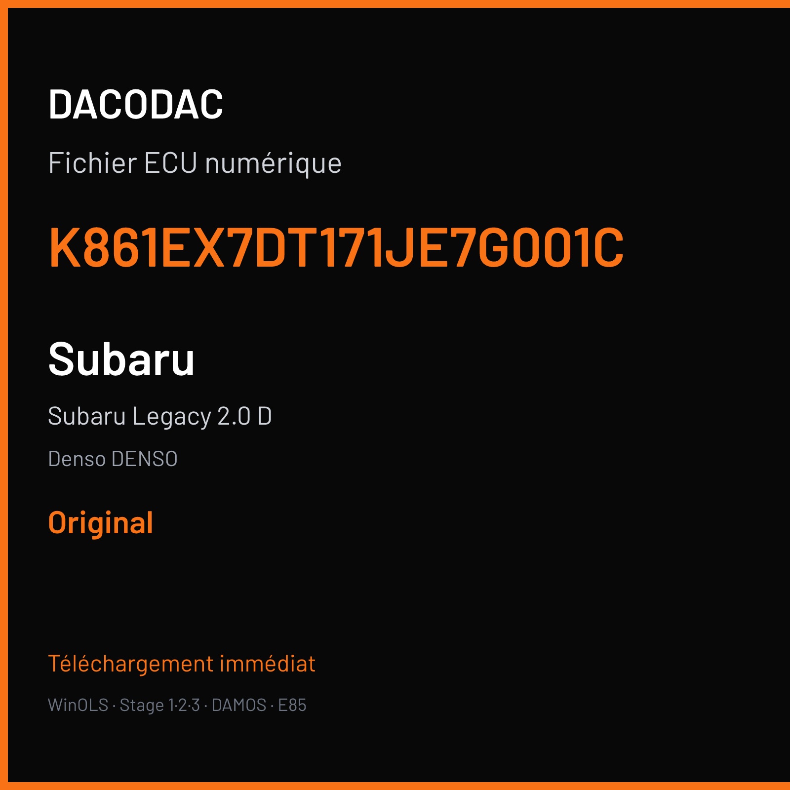 Subaru Legacy 2.0 D (2012) — Denso DENSO — K861EX7DT171JE7G001C — Original
