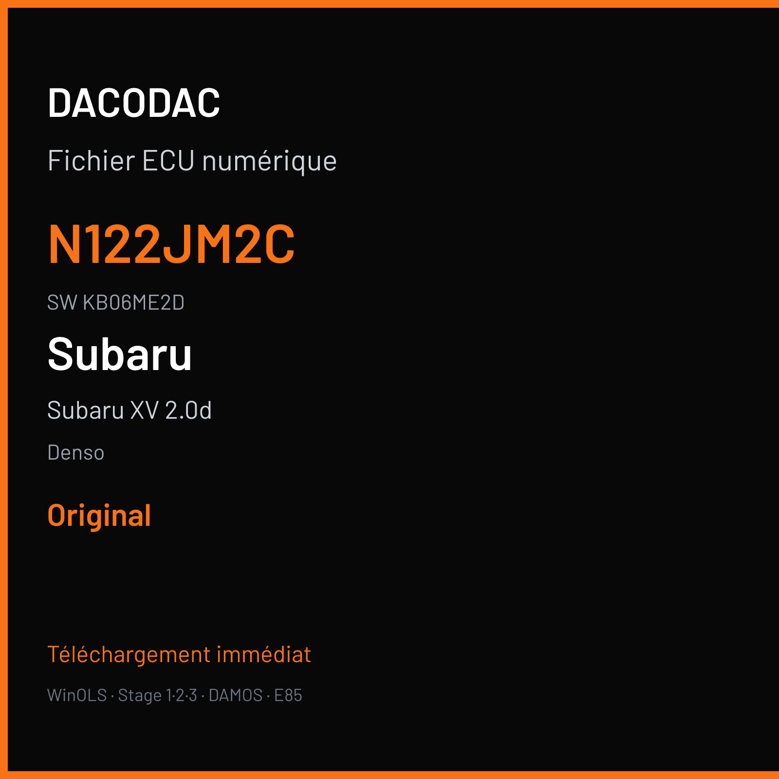Subaru XV 2.0d 109 ch — Denso — N122JM2C · KB06ME2D · KB06ME2DN122JM2C002E — Original