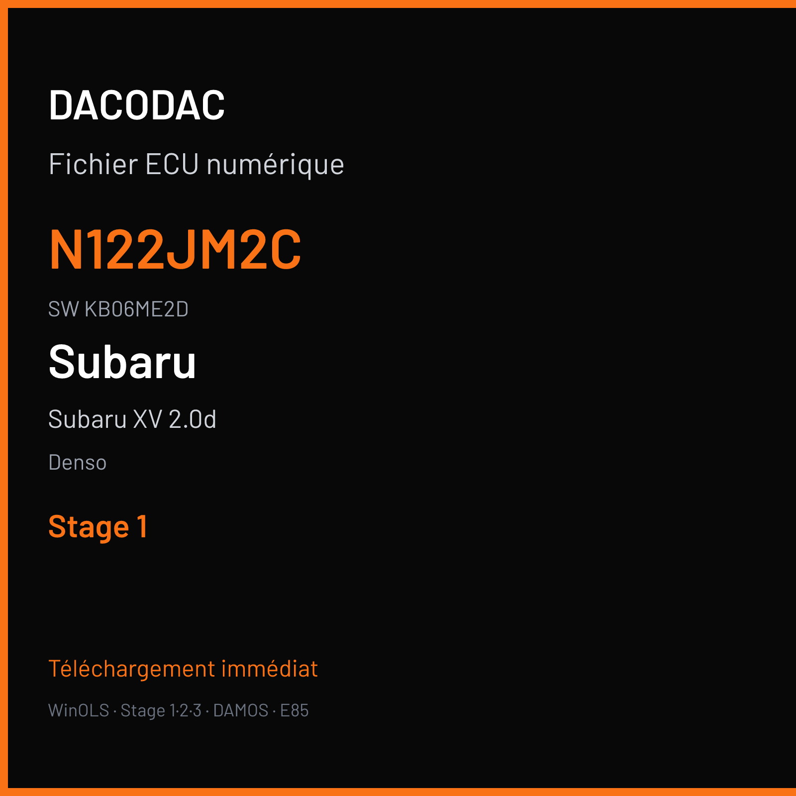 Subaru XV 2.0d 109 ch — Denso — N122JM2C · KB06ME2D · KB06ME2DN122JM2C002E — Stage 1