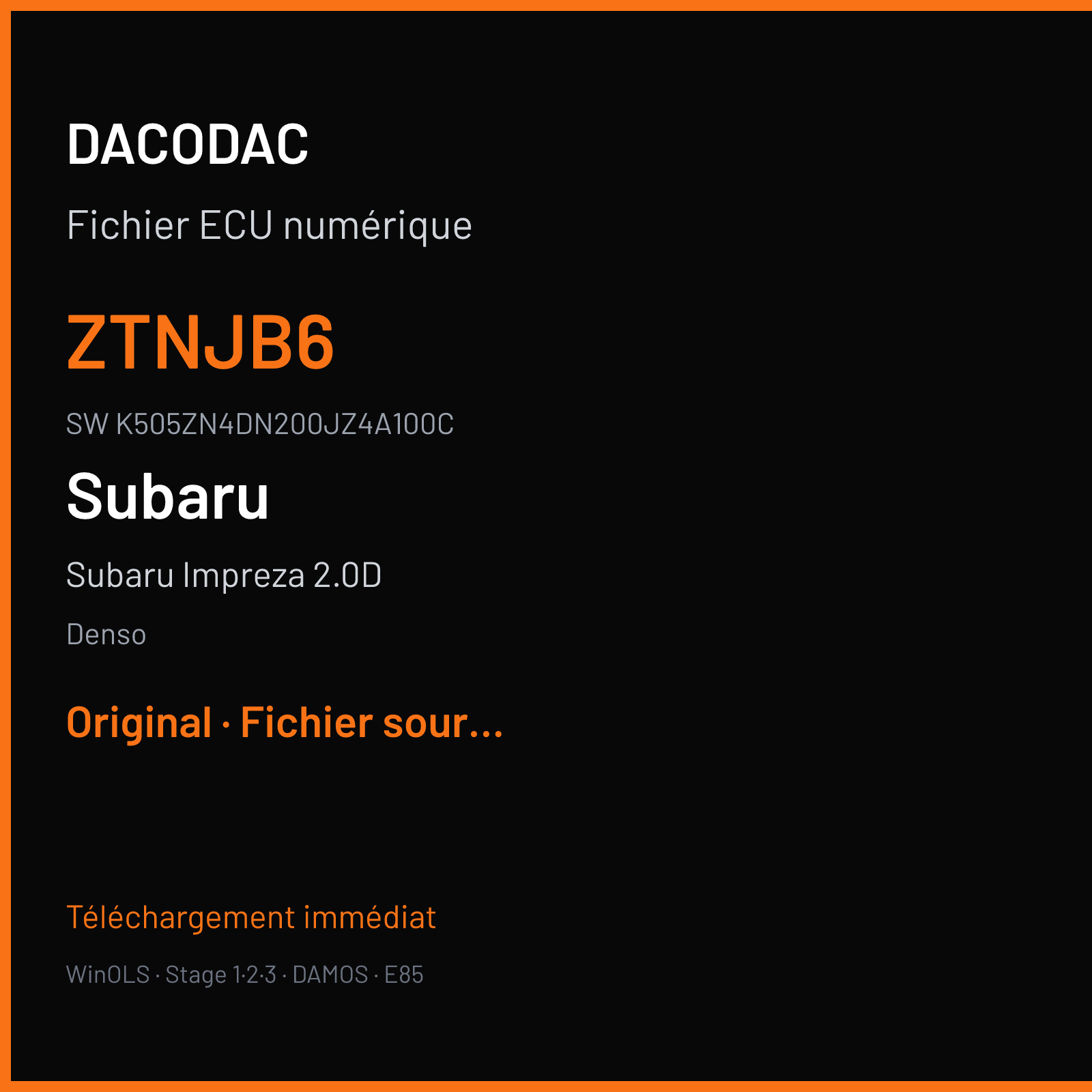 Subaru Impreza 2.0D 109 ch — Denso — ZTNJB6 · K505ZN4DN200JZ4A100C · K505ZN4DN200JZ4A100C unknow — Original