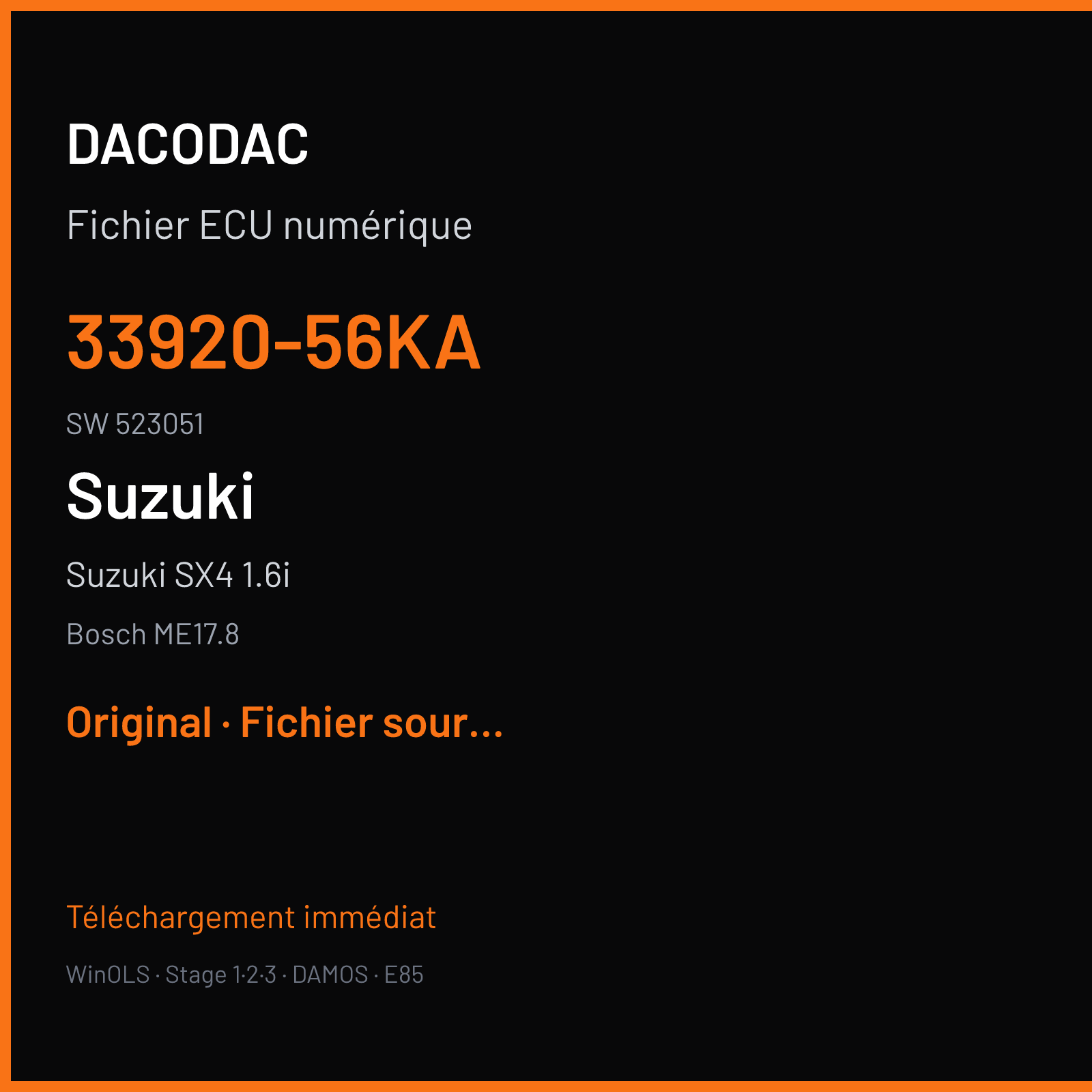 Suzuki SX4 1.6i 109 ch (2013) — Bosch ME17.8 — 33920-56KA · 523051 — Original