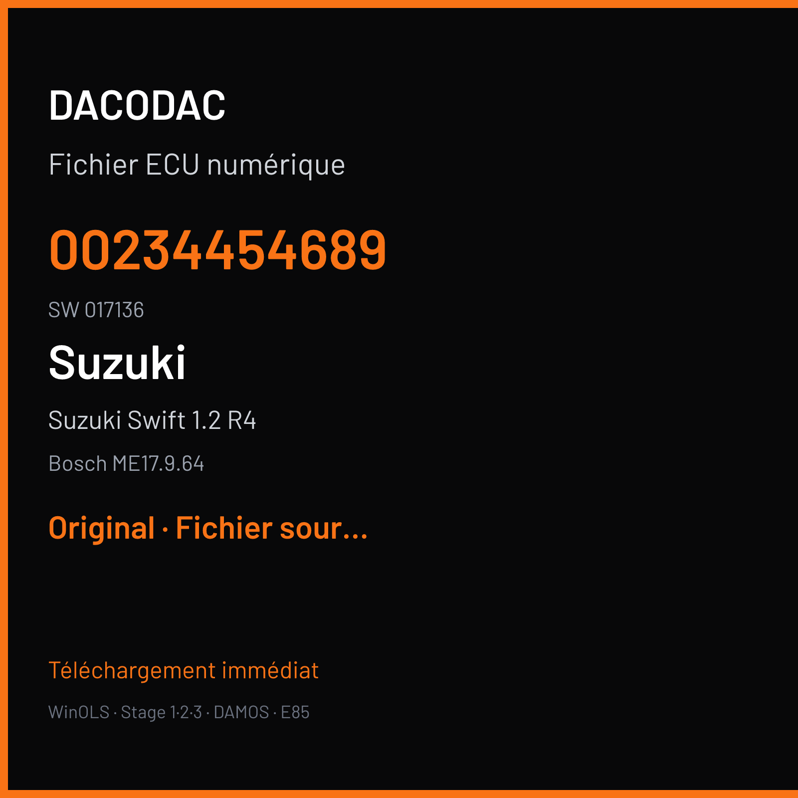 Suzuki Swift 1.2 R4 (2019) — Bosch ME17.9.64 — 00234454689 · 017136 — Original