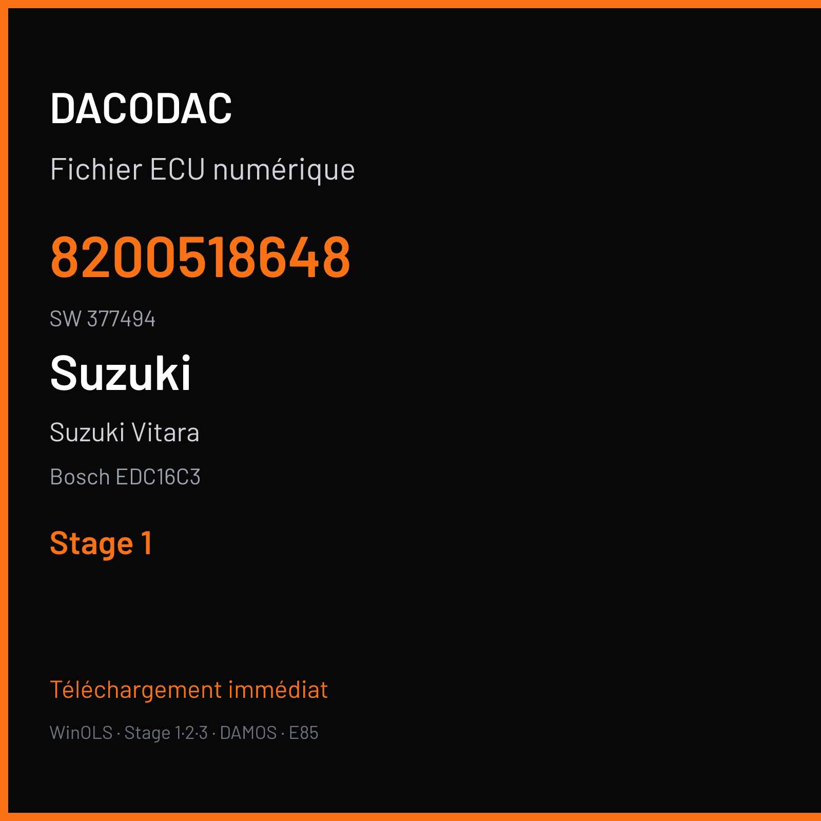 Suzuki Vitara (2006) — Bosch EDC16C3 — 8200518648 · 377494 — Stage 1