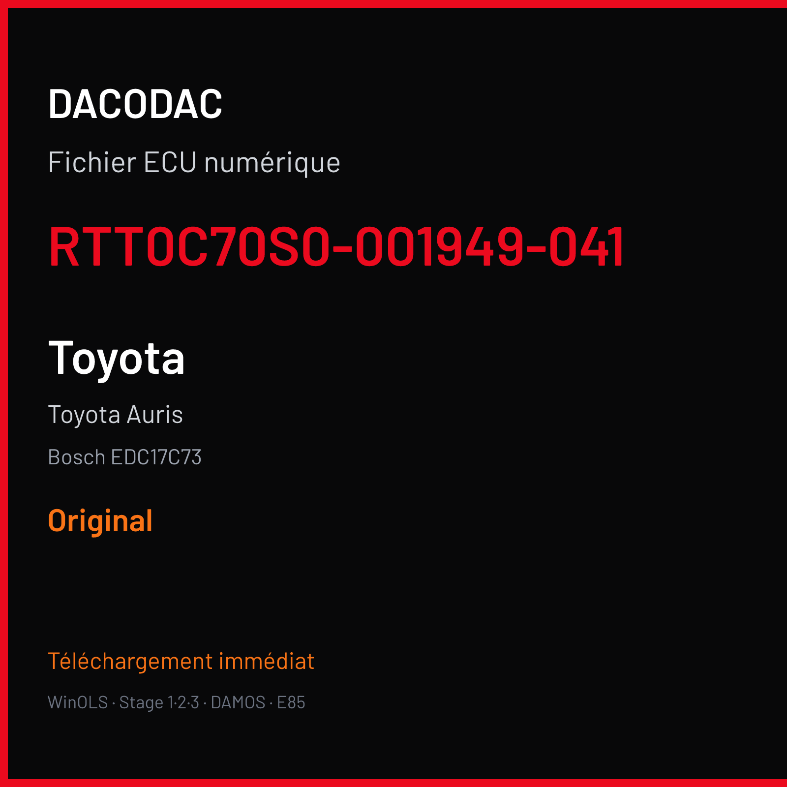 Toyota Auris (2015) — Bosch EDC17C73 — RTT0C70S0-001949-041 — Original