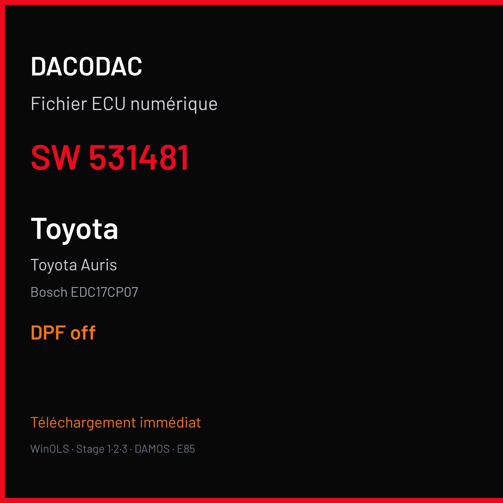 Toyota Auris — Bosch EDC17CP07 — 531481 — DPF off