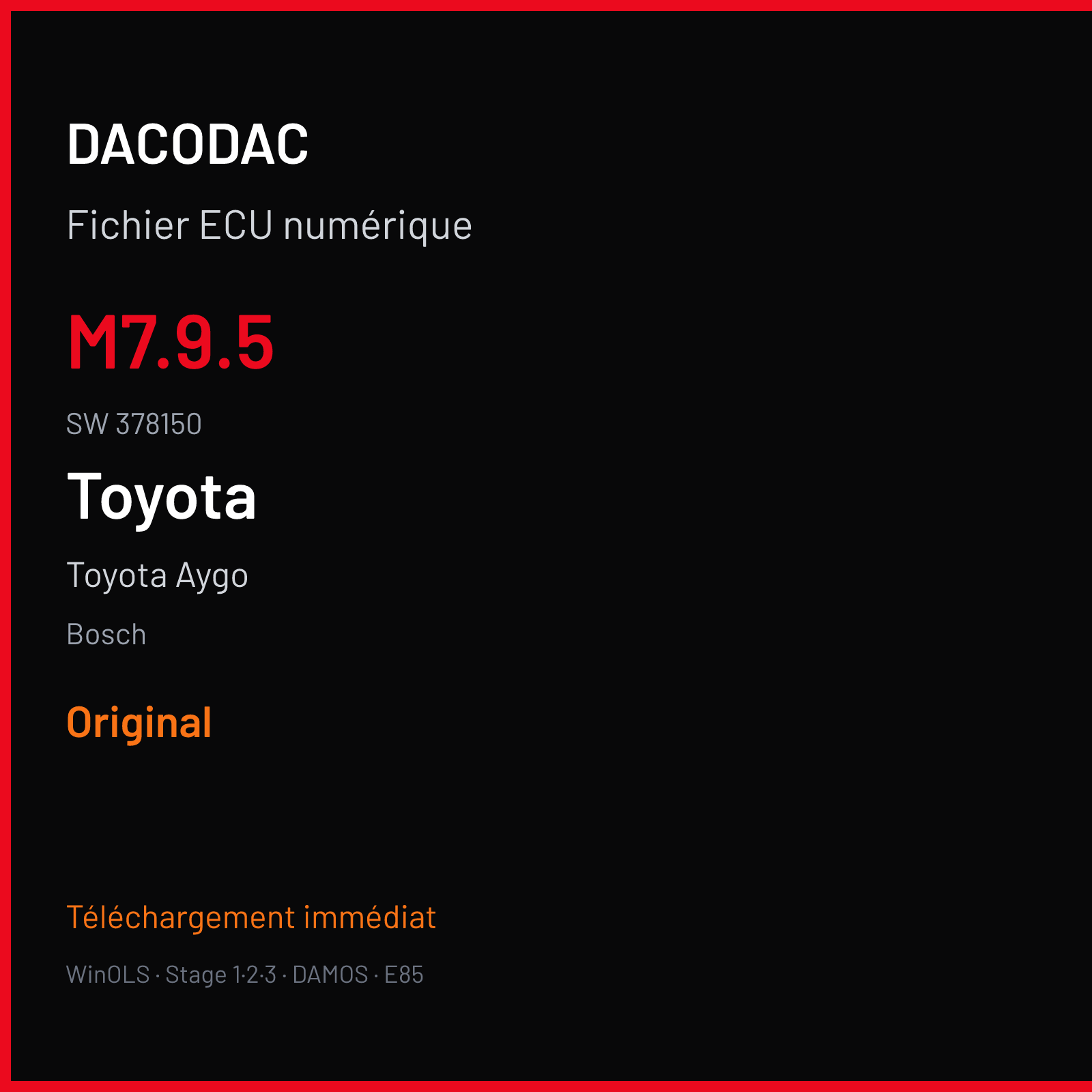Toyota Aygo (2007) — Bosch — M7.9.5 · 378150 — Original