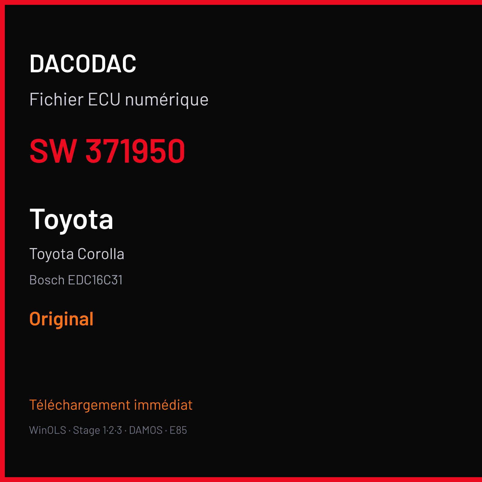 Toyota Corolla (2005) — Bosch EDC16C31 — 371950 — Original