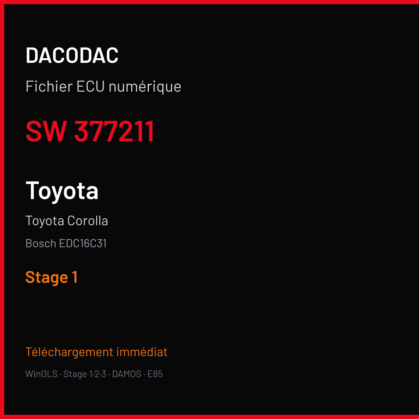 Toyota Corolla (2005) — Bosch EDC16C31 — 377211 — Stage 1