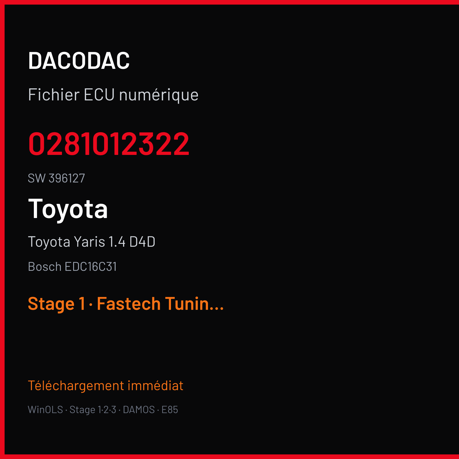 Toyota Yaris 1.4 D4D (2006) — Bosch EDC16C31 — 0281012322 · 396127 — Stage 1